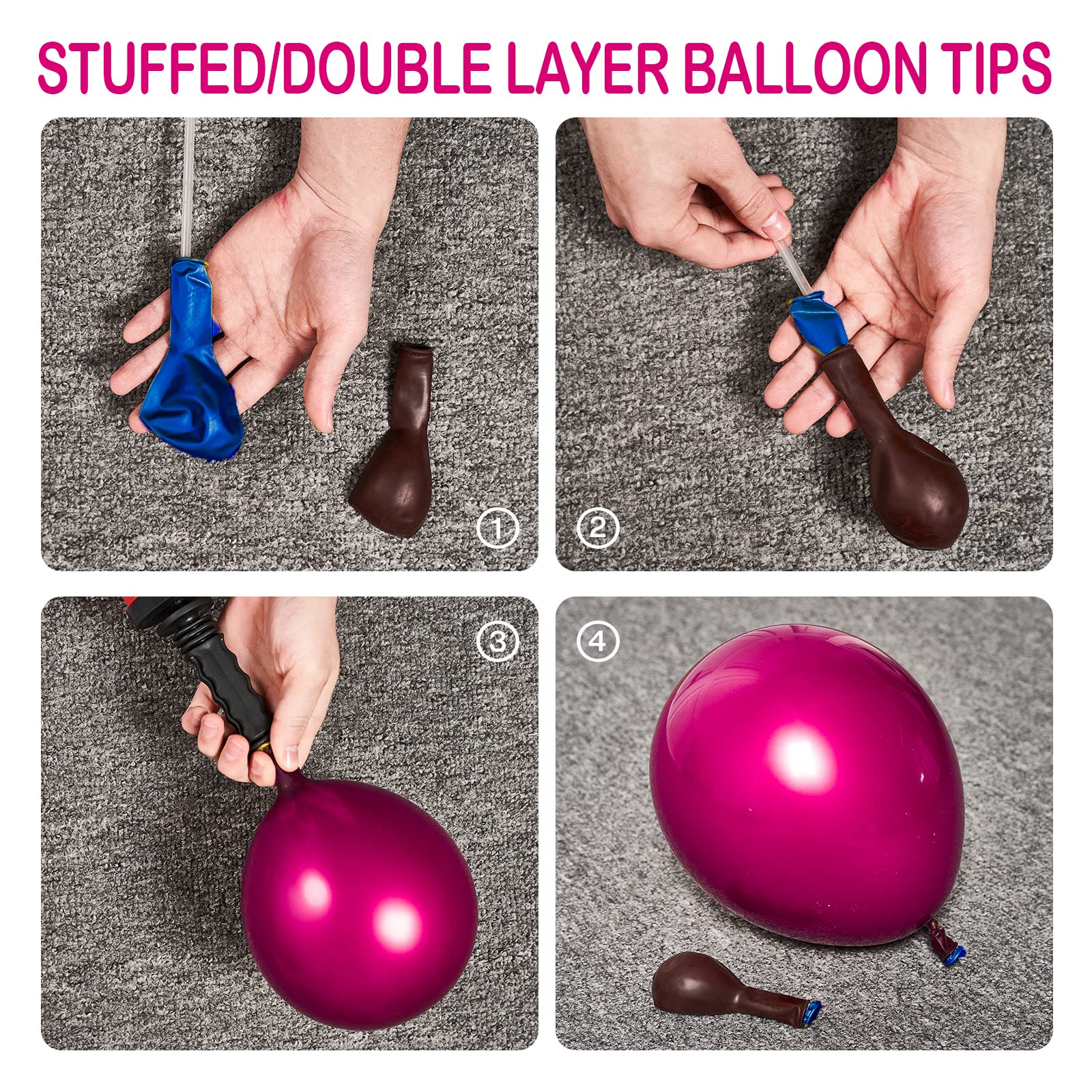 PartyWoo 140 pcs Burgundy & Pink Balloon Kit - Burgundy, Gold, Pastel & Dusty Pink Balloons for Birthday & Wedding Decorations