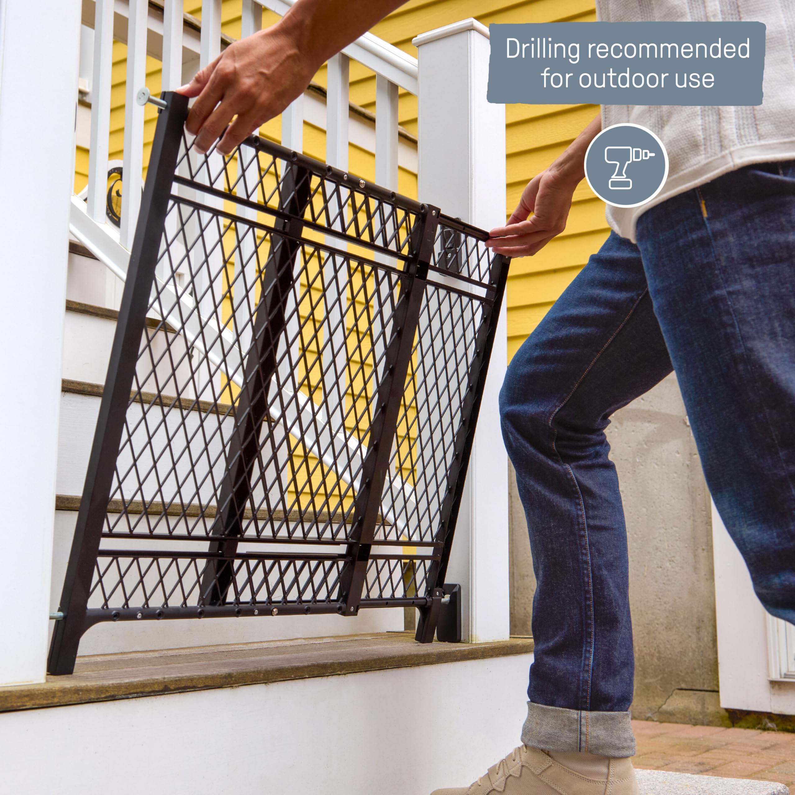 Ingenuity Doorway 42W Series Dog and Baby Gate, Indoor Outdoor, Won't Rust or Fade, Plastic Panel with Galvanized Steel Reinforcement, Fits 23-42" Openings, 24” Tall