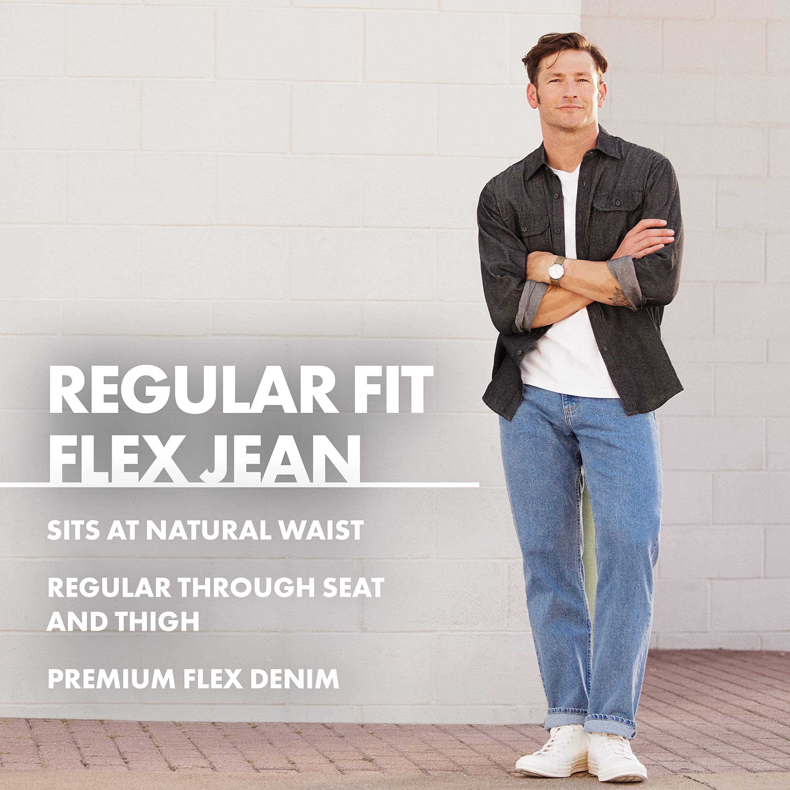 Wrangler Authentics Men's Classic 5-Pocket Regular Fit Jean, Twilight Flex, 32W x 32L
