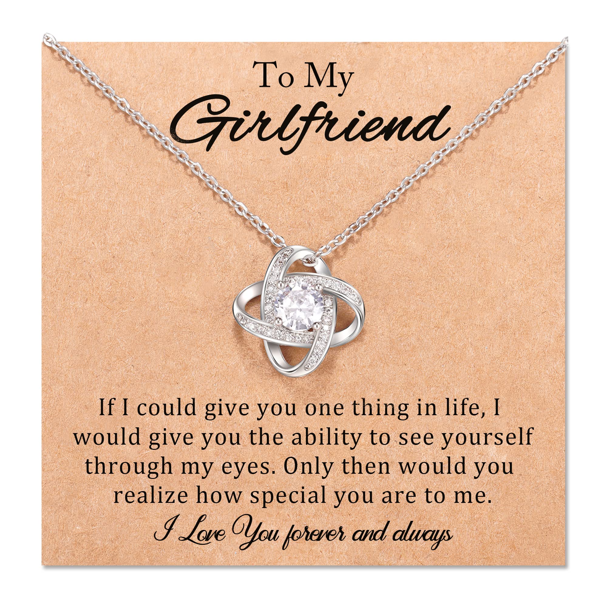 JOGDIAM Christmas Gifts for Girlfriend Necklace Romantic Love Knot Necklace Jewelry Birthday Gifts for Her Girlfriend from Boyfriend