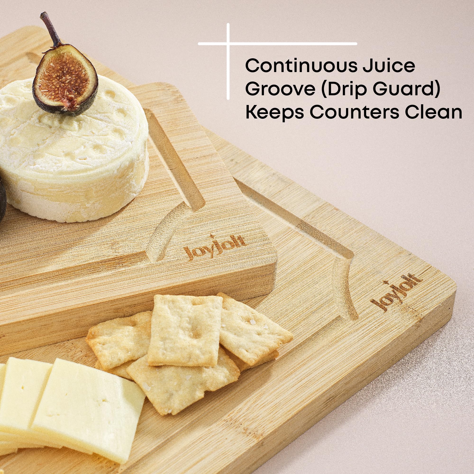JoyJolt Bamboo Cutting Boards - Large & Small Wooden Boards; Serving Cheese, Bread or Chopping Boards. Non-Slip