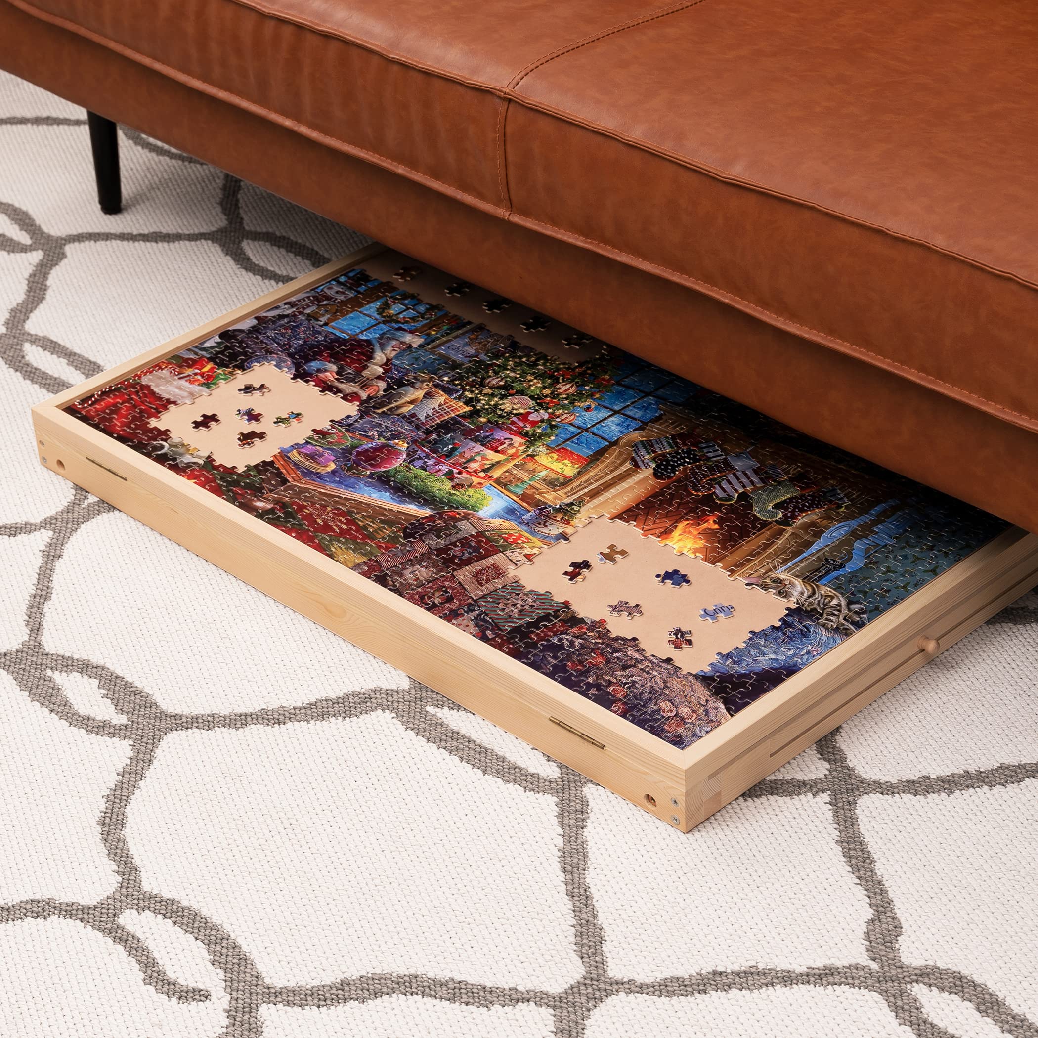 Lavievert Tilting Puzzle Table with 2 Drawers, Adjustable Jigsaw Puzzle Board for Adults & Kids, Portable Wooden Puzzle Plateau with Folding Legs & Non-Slip Tabletop for Up to 1000 Pieces