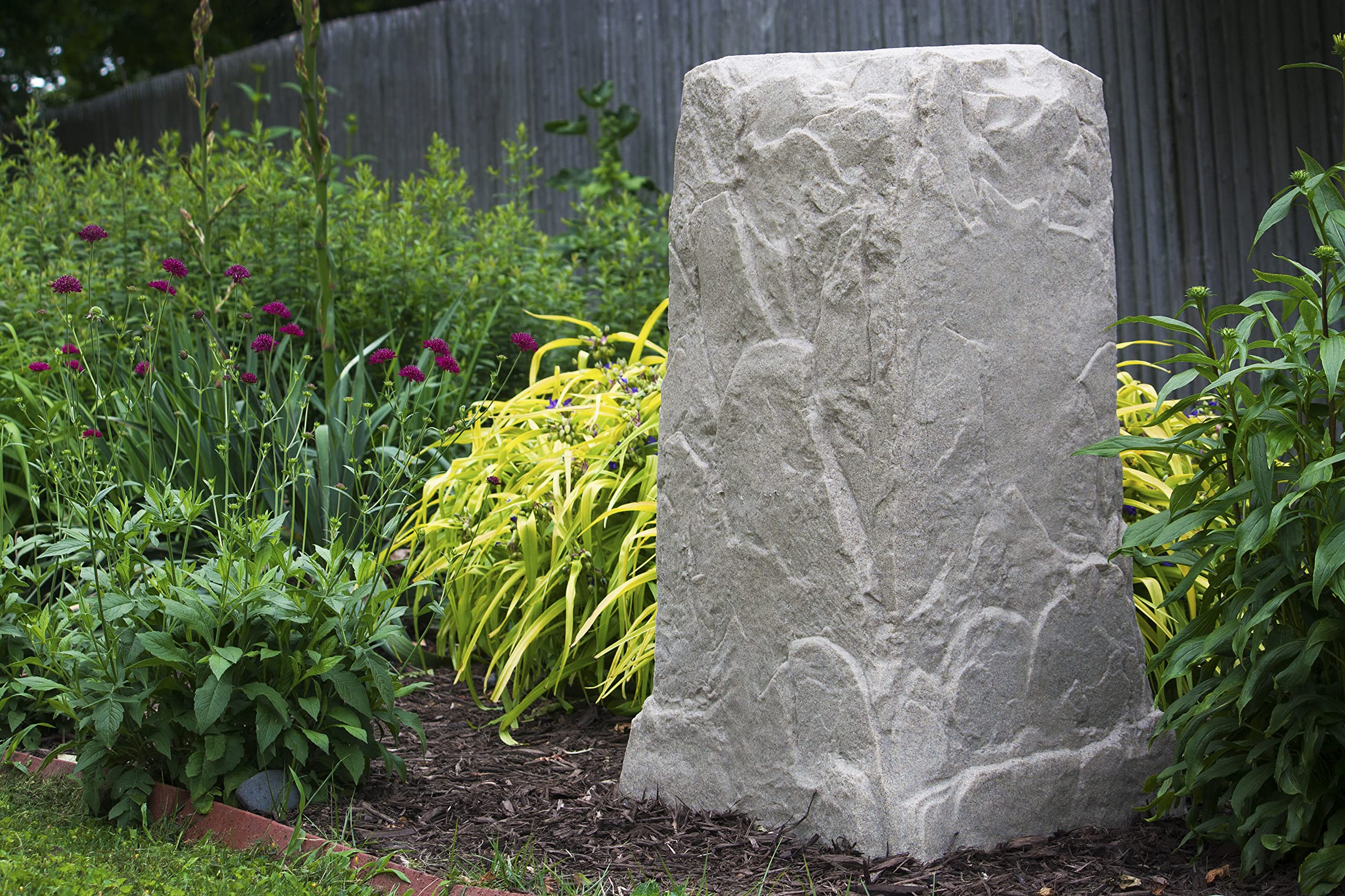 Emsco Group 2235 Natural Sandstone Appearance Utility Cover – Lightweight – Easy to Install Tall Monolith Landscape Rock