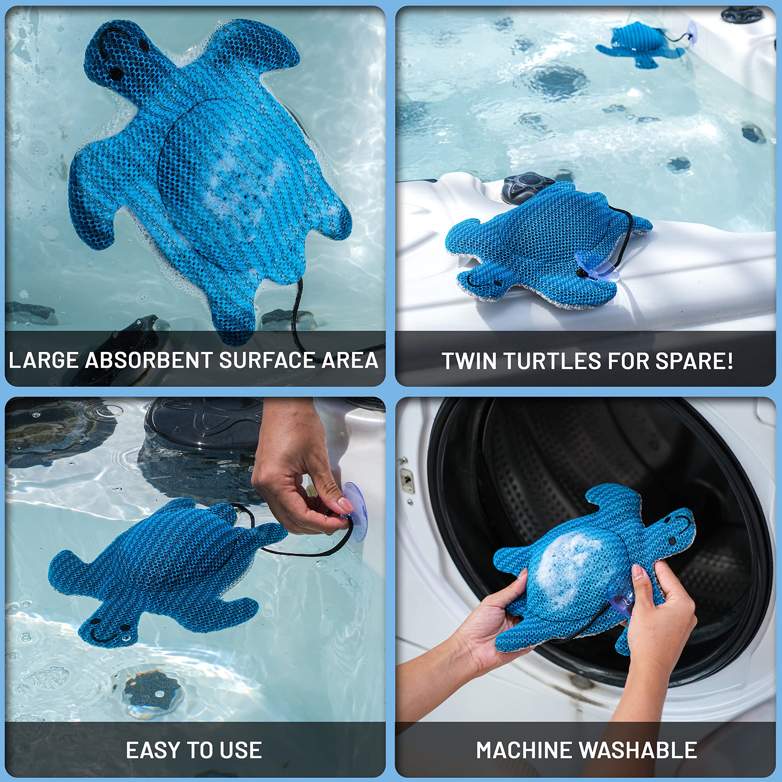 Casa Bliss Hot Tub Scum Absorber for Spa Hot Tub Accessories 2 Pack Turtles. Scum Bug for Hot Tub. Hot Tub Oil Absorbing Sponge. Hot Tub Sponge for Scum Pool Oil Absorber