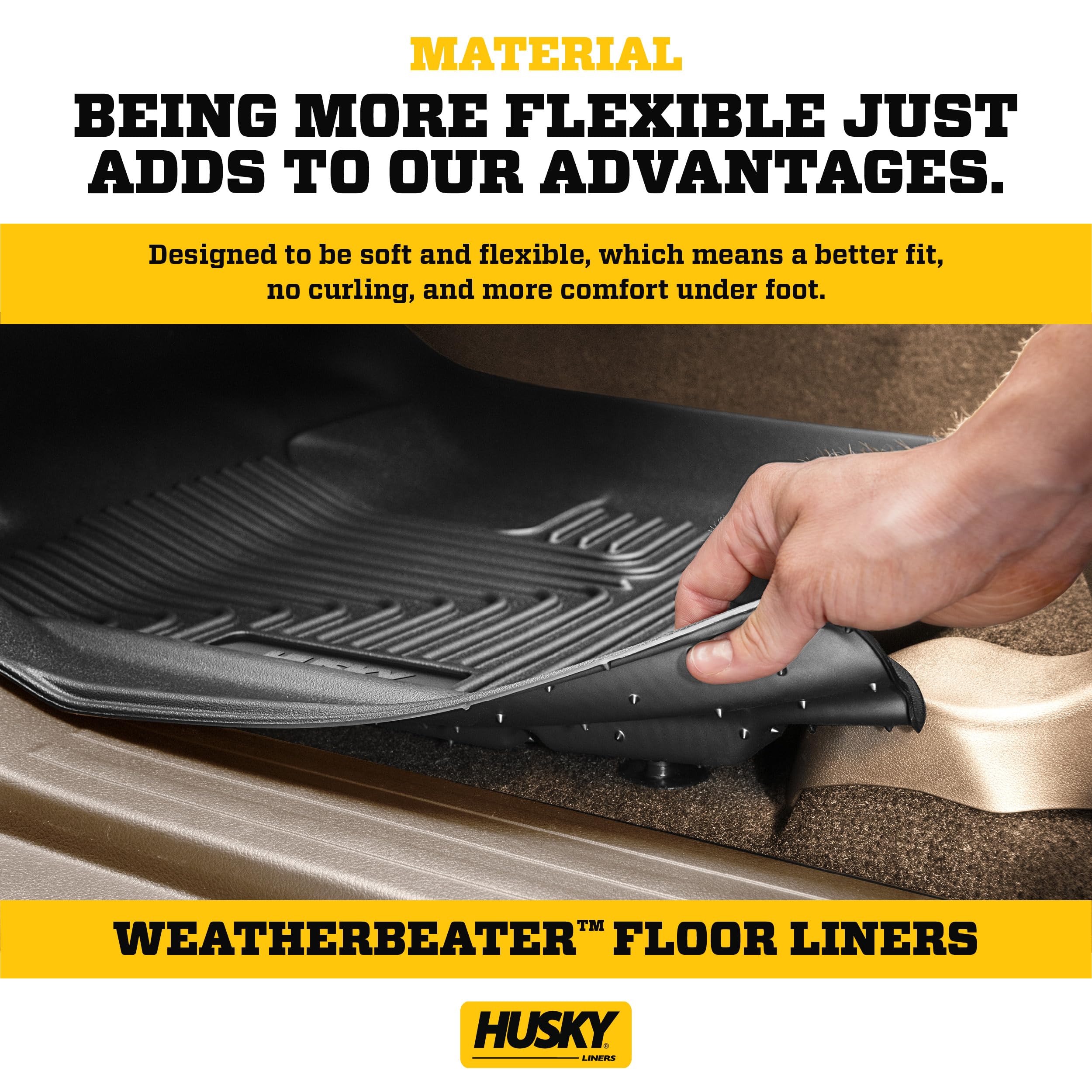 Husky Liners Weatherbeater Floor Mats | Fits 2016-2023 Dodge Challenger (Rear-Wheel Drive only) | Front & 2nd Row, 3-pc Black - 99171