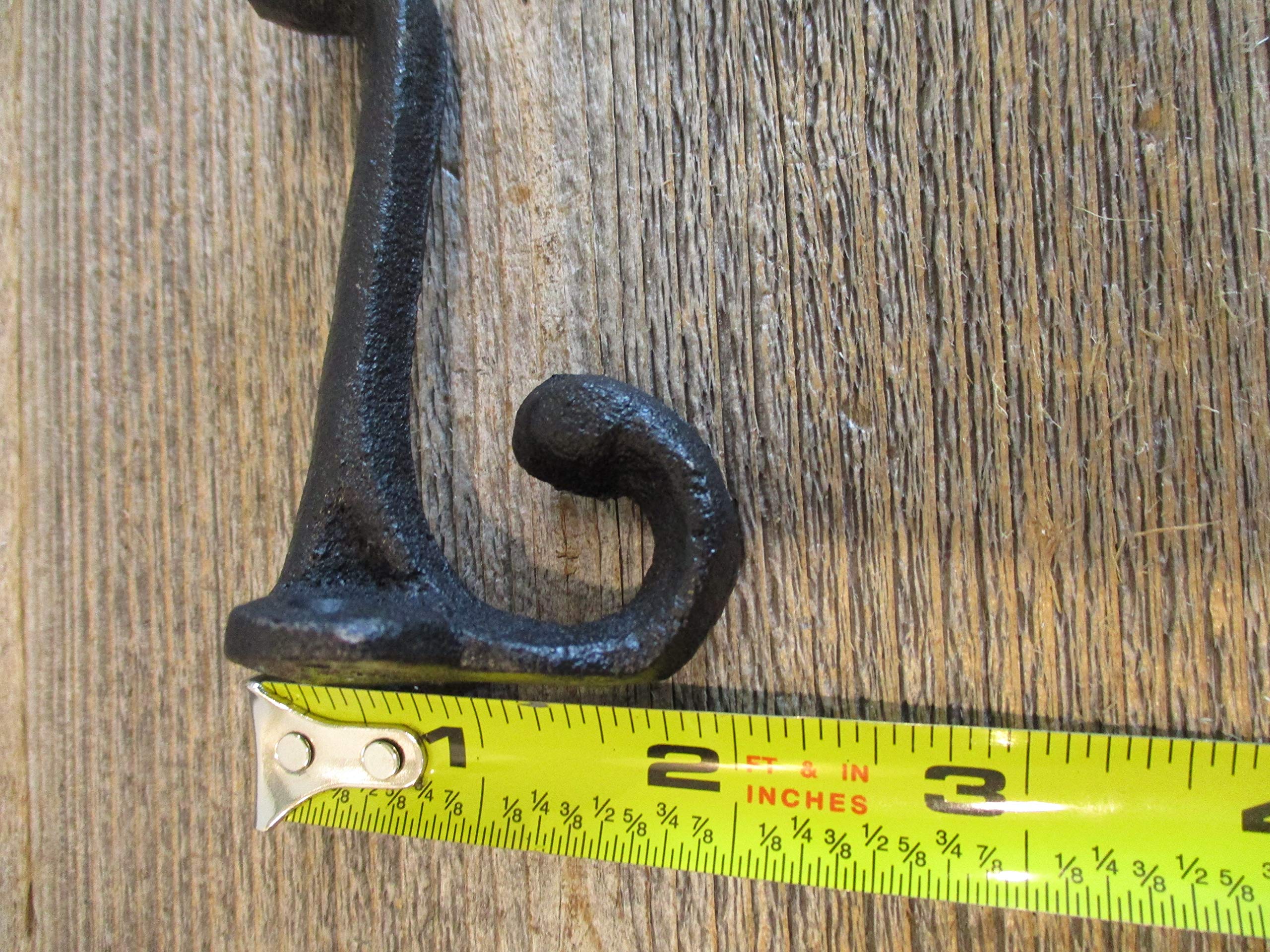 Midwest Craft House 5 Black Coat Hooks CAST Iron Acorn 3 1/4" Long HAT Wall School Towel