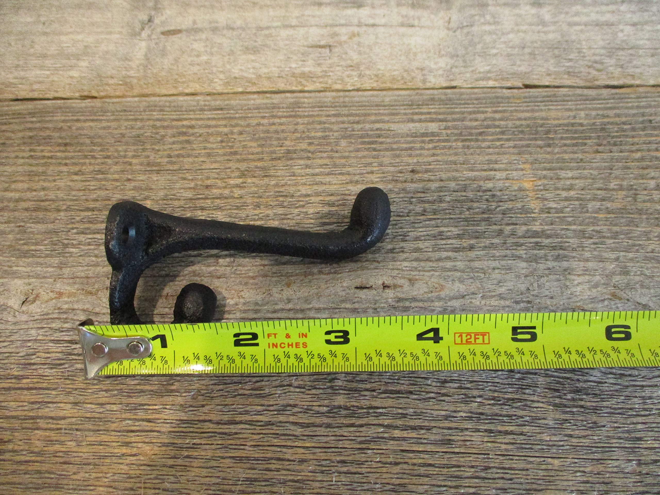 Midwest Craft House 5 Black Coat Hooks CAST Iron Acorn 3 1/4" Long HAT Wall School Towel