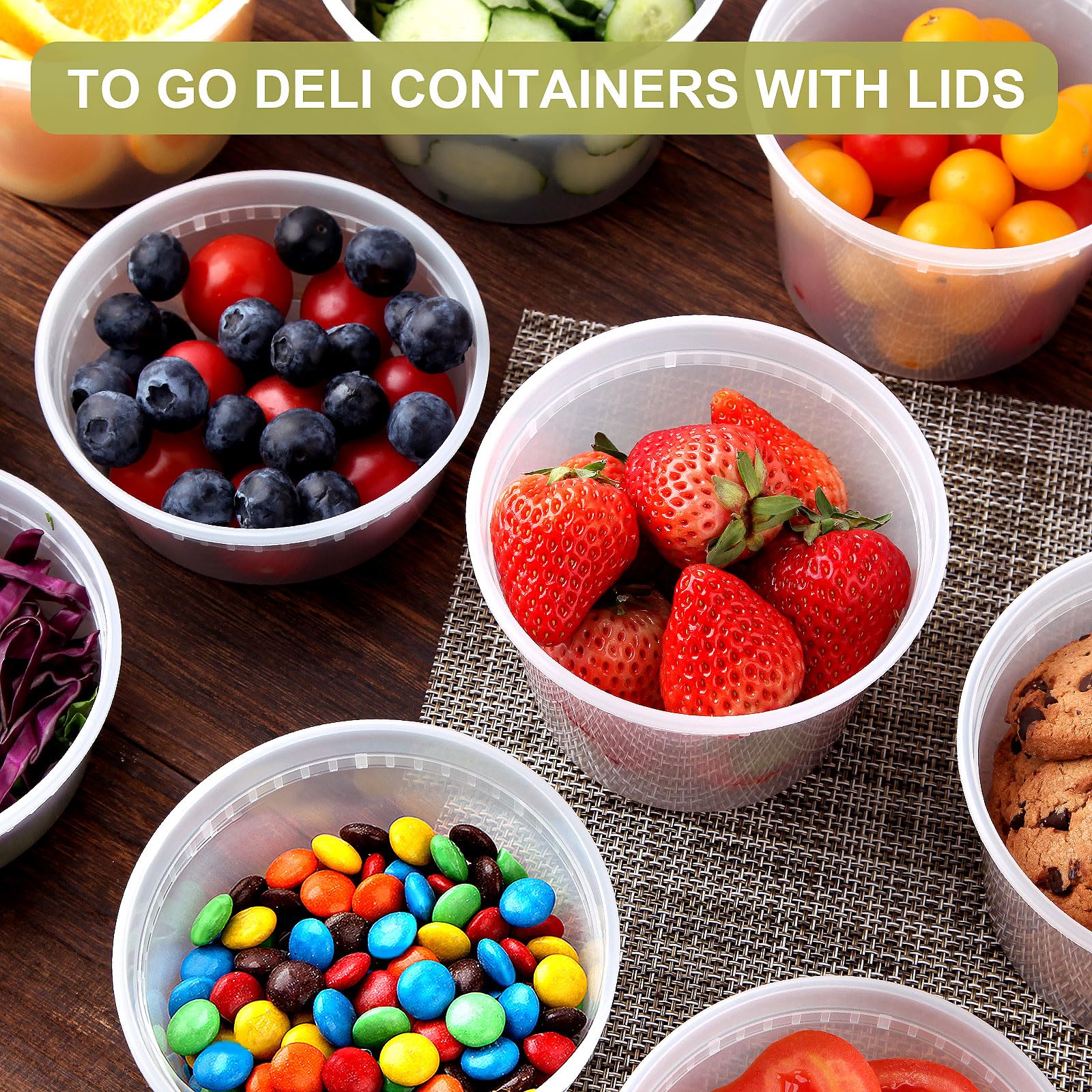 Ezalia Deli Containers with Lids 50 Sets - Pint Plastic Soup Containers 16oz 8oz Clear Food Storage Containers with Lids Leakproof, Reusable Take Out for Restaurant, Microwave/Freezer/Dishwasher Safe