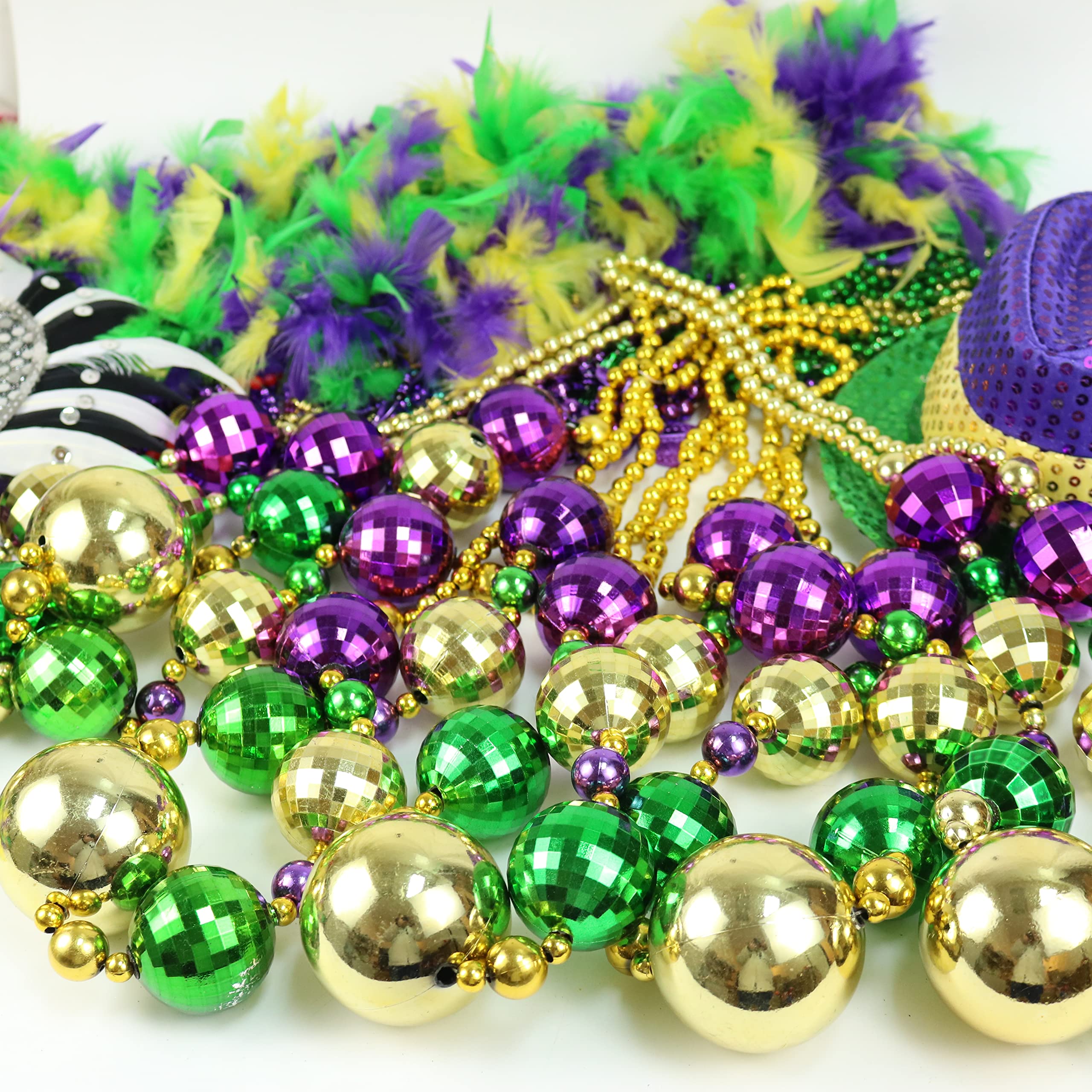 GiftExpress 6PC 44 Inch Jumbo Bead Necklace for Party Favors, Mardi Gras Festival, Parades