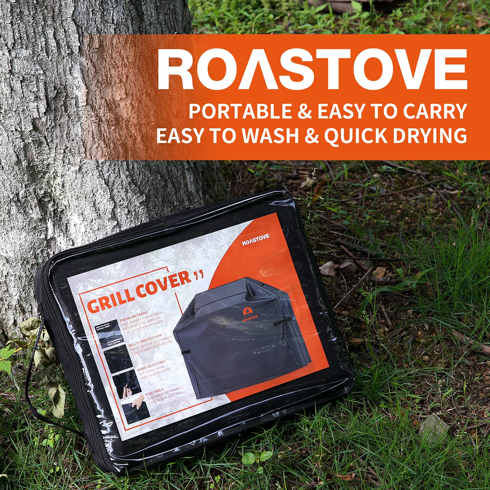 Roastove BBQ Grill Cover, 600D Heavy Duty Oxford Fabric Grill Cover for Weber,Brinkmann,Char Broil etc.(UV & Dust & Water Resistant, Weather Resistant, Rip Resistant)(60" L x 28" W x 44" H, Black)