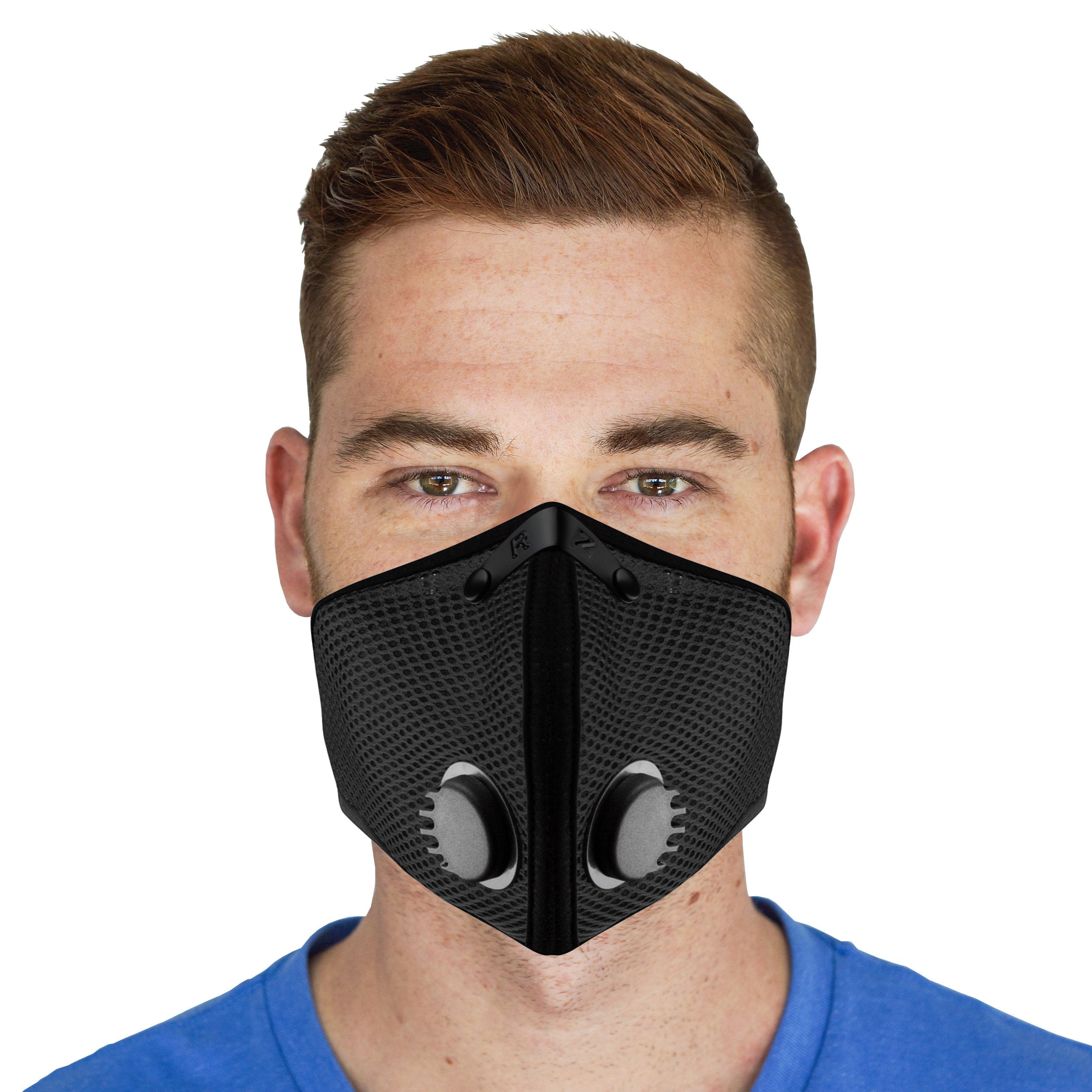RZ Mask M2 Mesh Air Filtration Face Protection Dust Mask with 99.9% Effective Carbon Filters for Woodworking, Construction, Large, 1 pack, Black