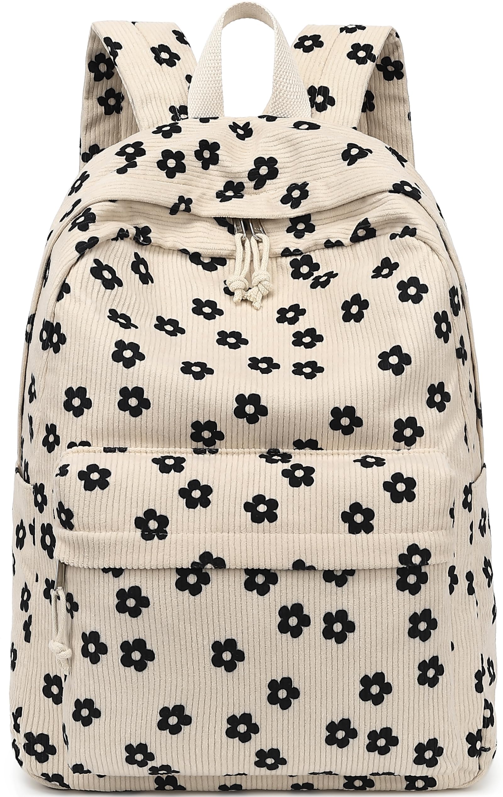 Bluboon School Backpack for Teen Girls Bookbags Elementary High School Corduroy Laptop Bags Women Travel Daypacks(Beige Corduroy Floral