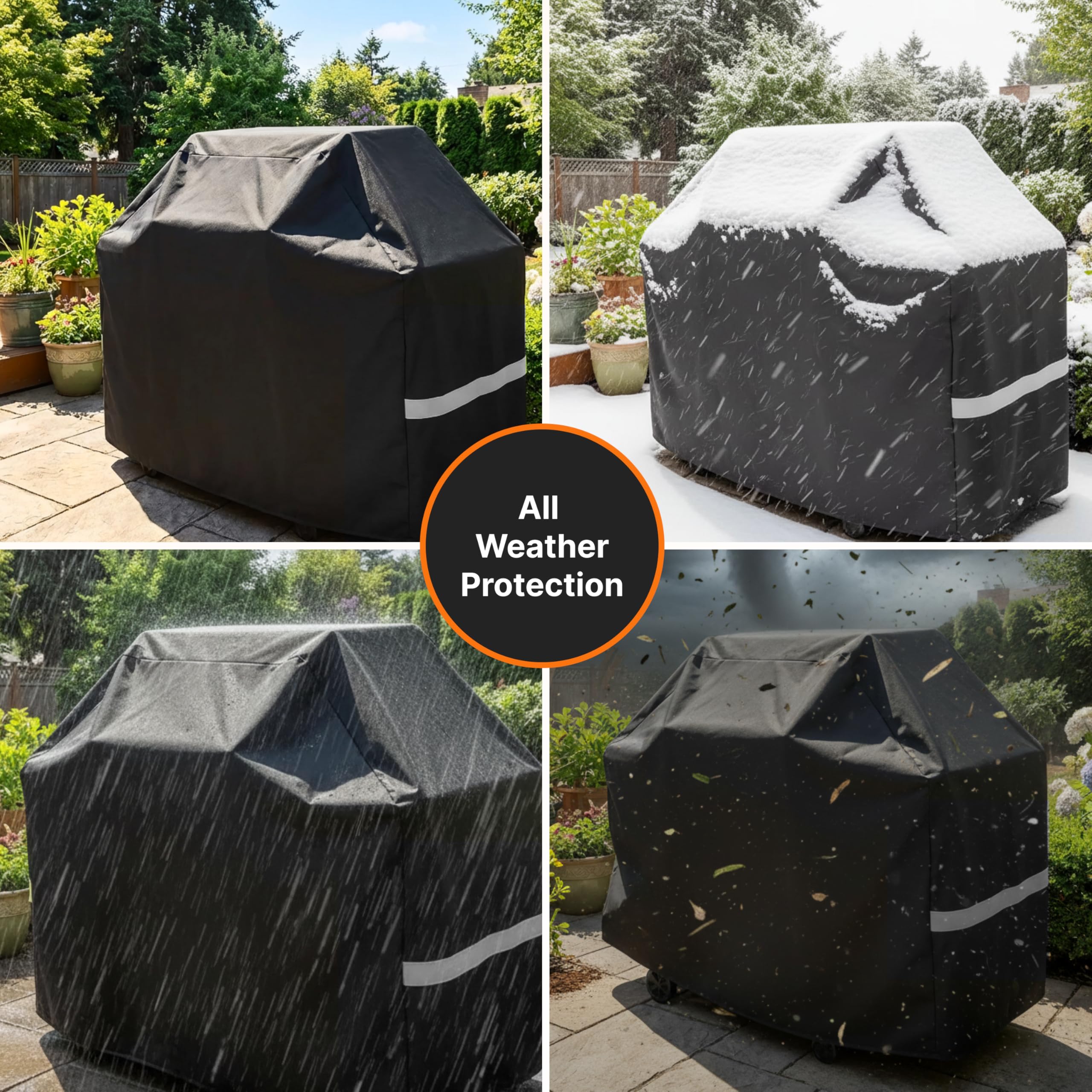 Grill Cover - 58 Inch Heavy Duty BBQ Grill Cover for Outdoor Grill, Waterproof, UV, Fade & Tear Resistant, Gas Grill Cover for Weber Charbroil Genesis Nexgrill and More