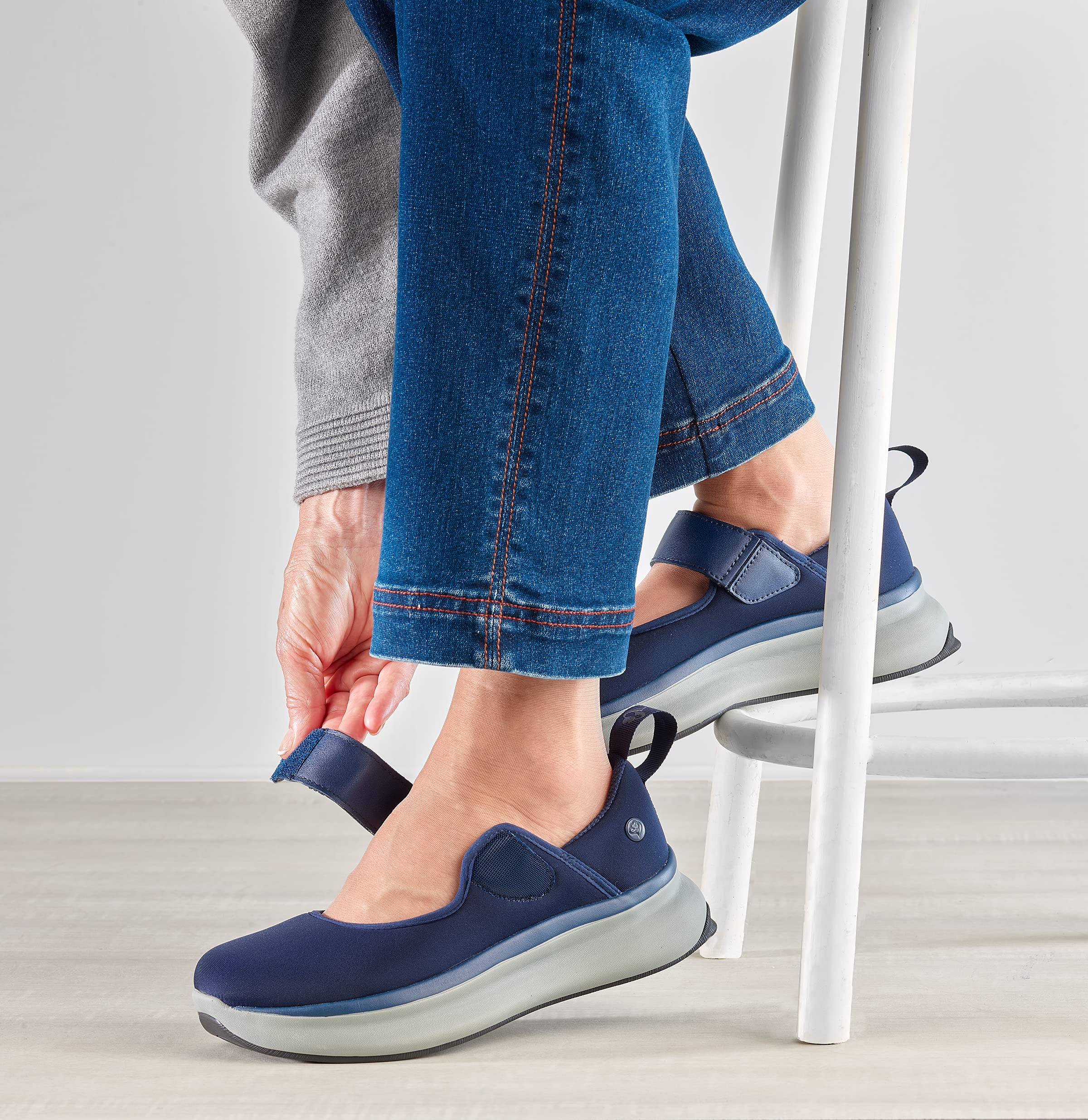 Silvert's Adaptive Clothing & Footwear Women’s Extra Wide Mary Jane Walking Shoes with Easy Touch - Black 8.5