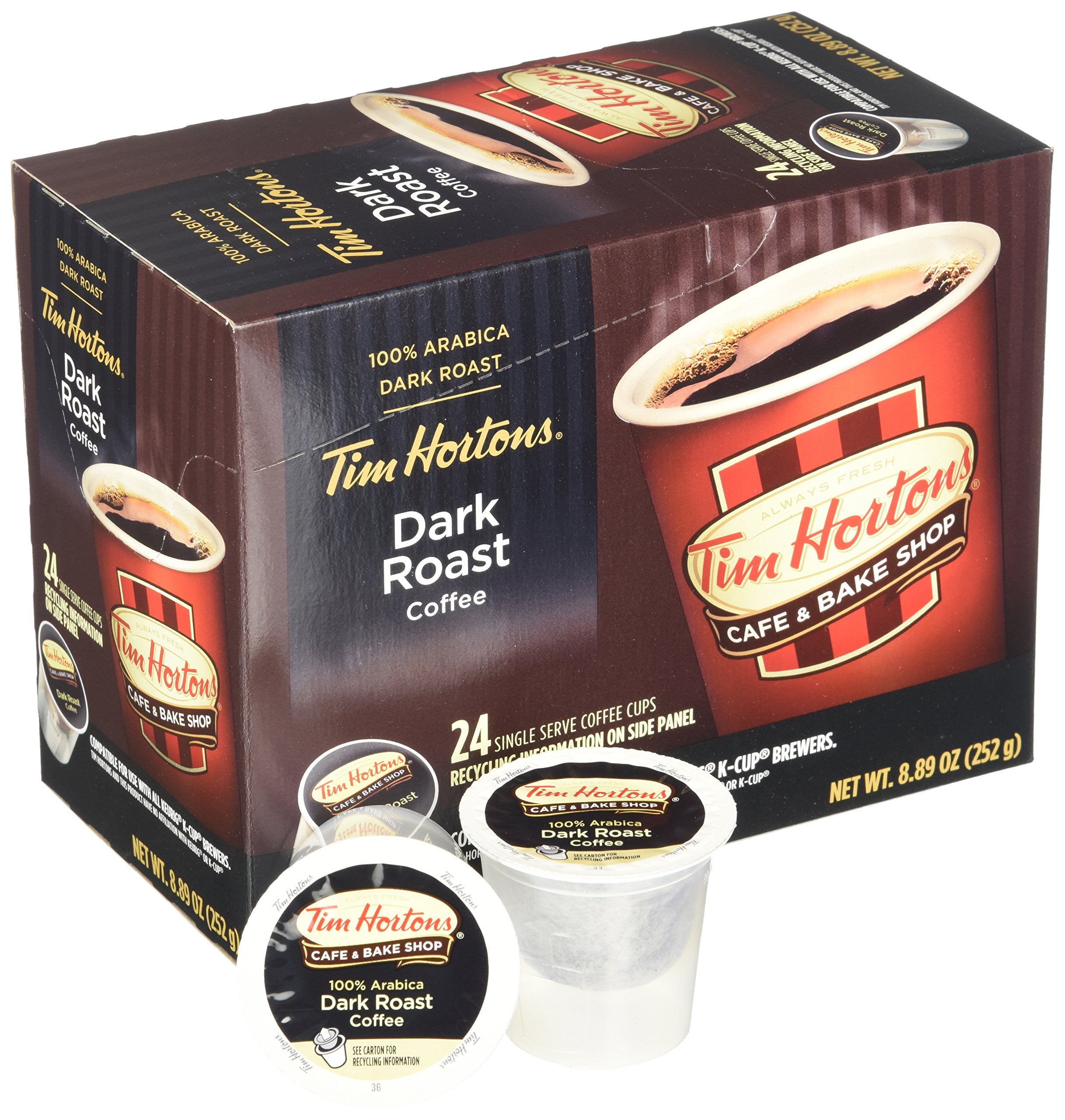Tim Hortons Dark Roast Single Serve Coffee Cups, 96 Count (Packaging May Vary)