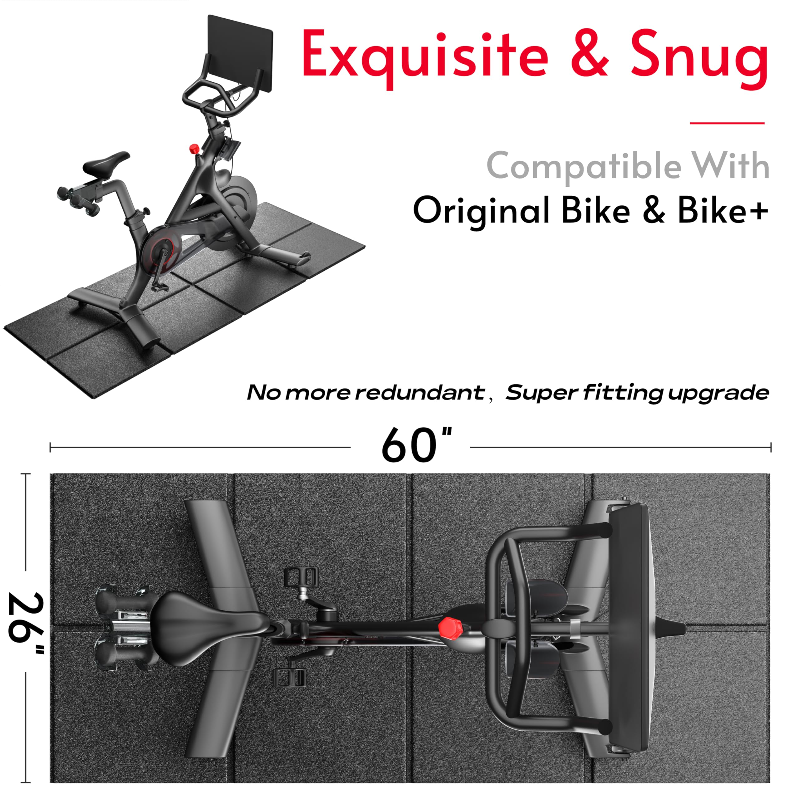 Crostice Bike Trainer Mat Compatible with Peloton Bike, for Most Stationary Bike, Thickness 6mm, Bike Trainer Accessories, Foldable Under Mat Protect Hardwood Floor, for Cycling Home Gym Exercise