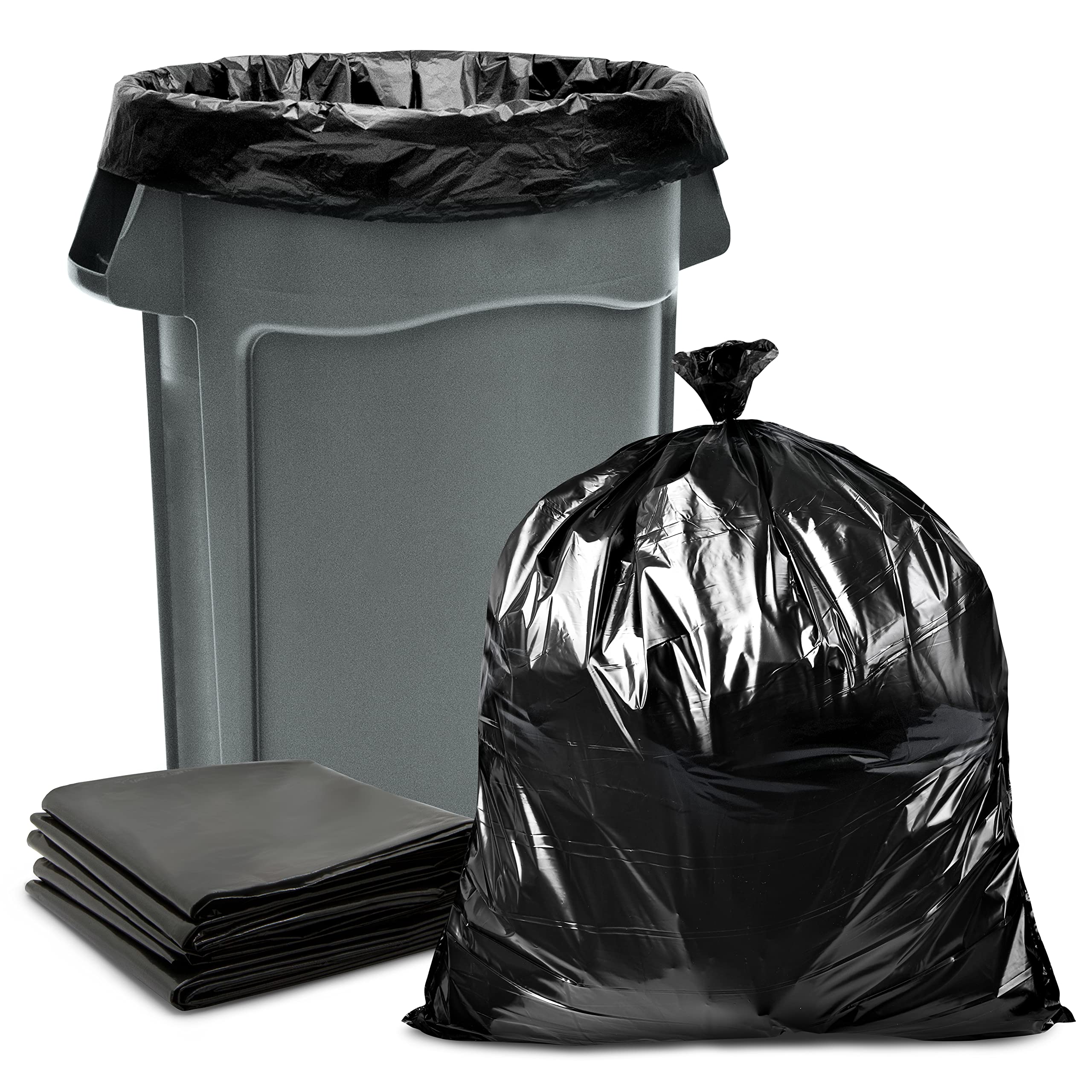 Veska 33 Gallon Trash Bags, (Huge 100 Bags w/Ties) Large Black Garbage Bags 30 Gallon, 32 Gallon, 35 Gallon Trash Can Liners