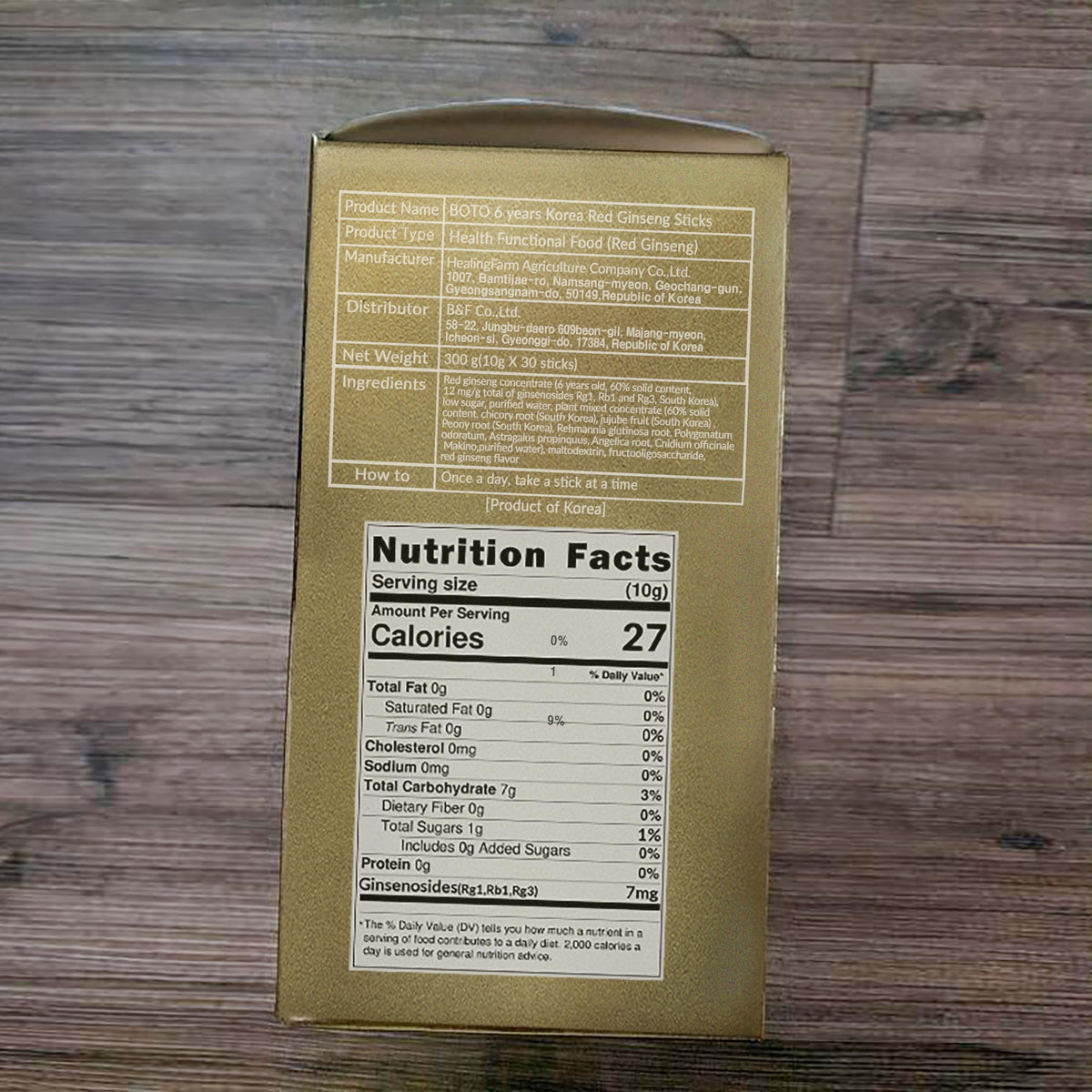 BOTO 6 Years Korean Red Ginseng Gold Extract Natural Energy Supplements Nitric Oxide Brain Natural Immune Support Liquid Portable Sticks 30 Sachet for 1 Month