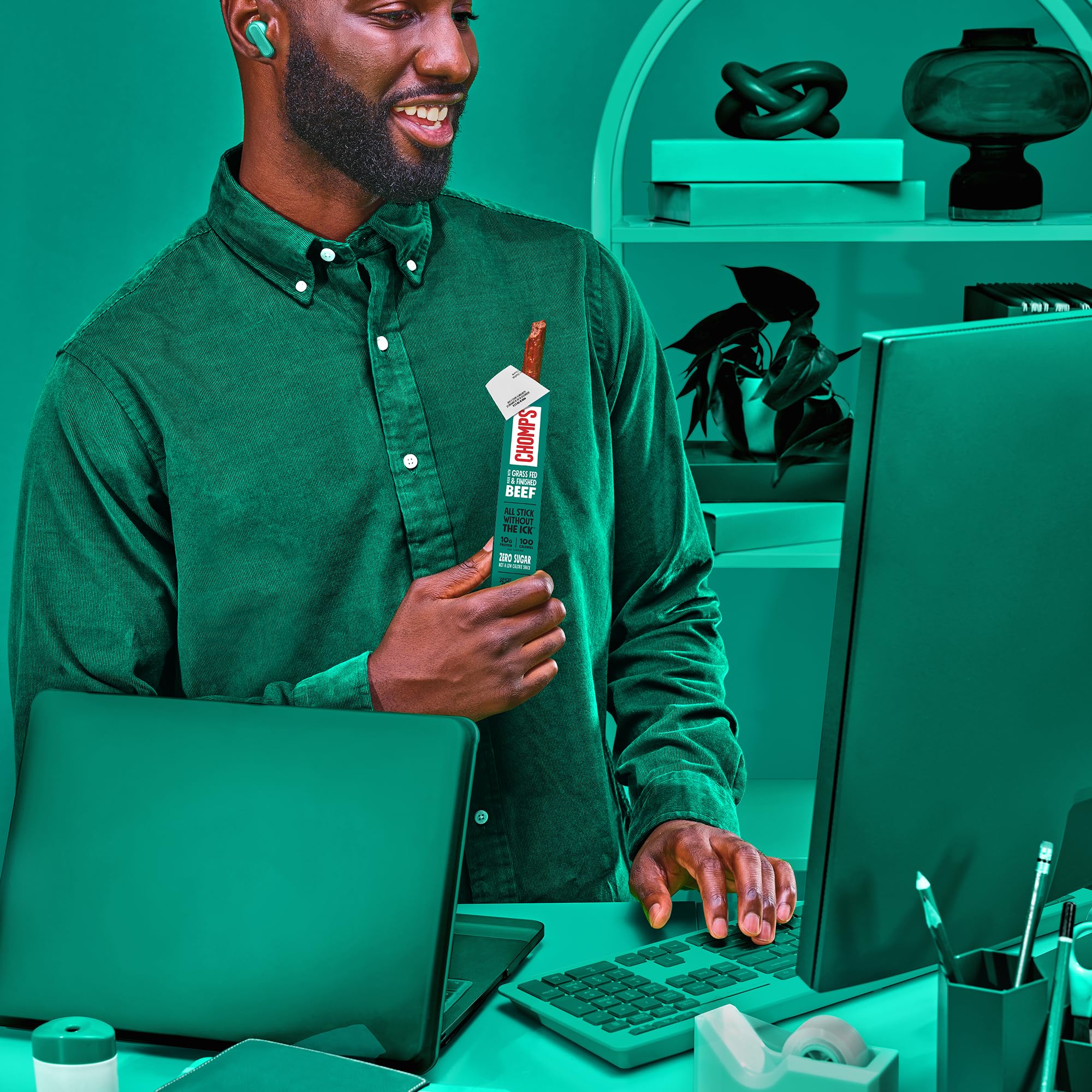 CHOMPS AIP Mild Beef Jerky Snack Sticks 10 Pack, 5 Sea Salt, 5 Italian Style - Whole30, Paleo, Gluten Free, Sugar Free, Nitrate Free