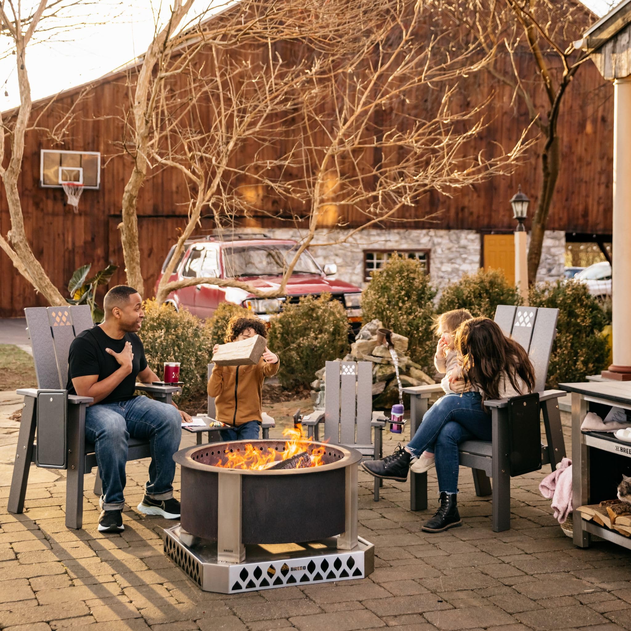 Breeo Smokeless Fire Pit (X Series 30, Corten Steel) | 34.5 inch Smokeless Firepit for Outside | 94 Pounds | Ideal for Families, Gifts for Dad | Compatible with Wide Range of Breeo Accessories