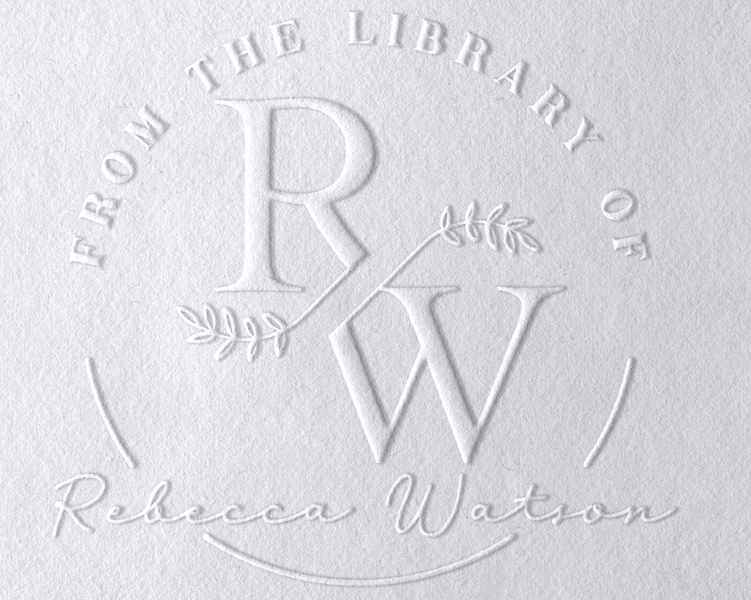 from The Library of | Ex Libris | Floral Book Stamp | Personalized Teacher Stamp | Custom Library Stamper | Monogram Self-Inking Wood Handle Embosser (Monogram 1)