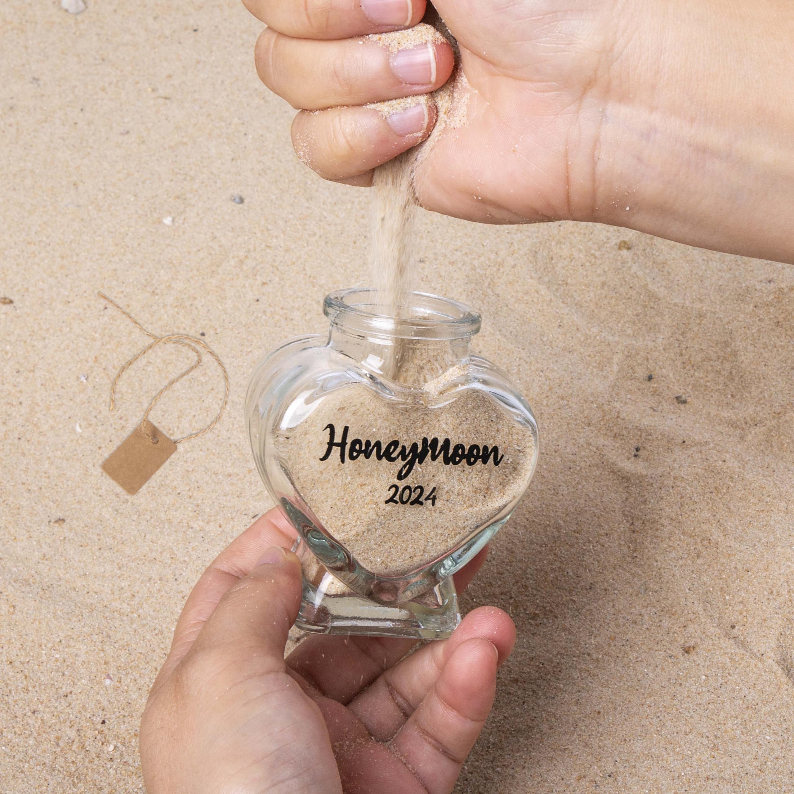 TUNGURIS Honeymoon Sand Keepsake Jar 2024,Bridal Shower Gift, Wedding Gift, Engagement Gift, Honeymoon Gift, Travel Gift for Couples, Newlywed, Fiance(Gift Box Includes) - 40ml Glass