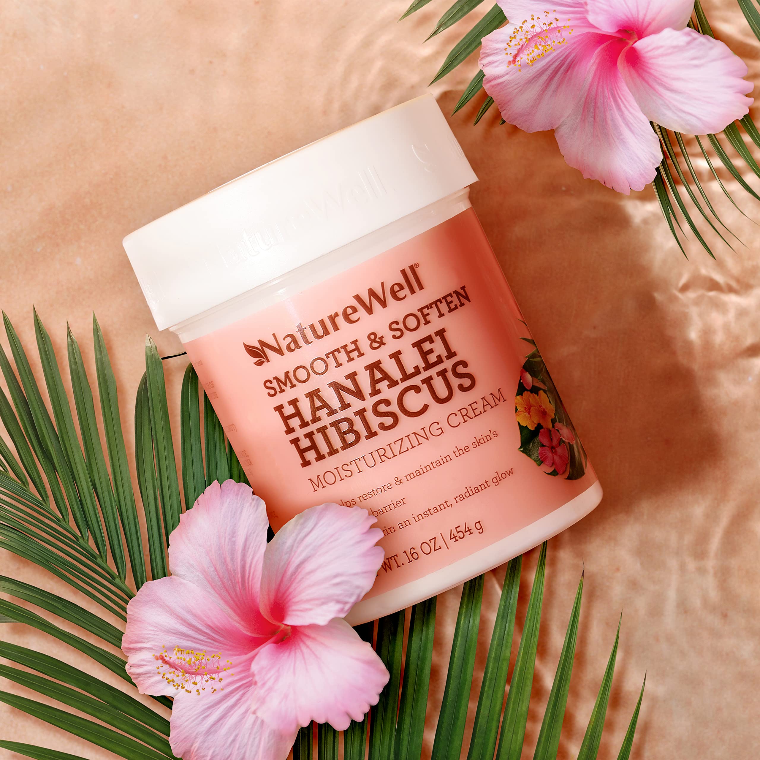 NATURE WELL Hanalei Hibiscus Smooth & Soften Moisturizing Cream For Face & Body, Infused With Natural Oils & Extracts, Restores Skin Moisture Barrier, 16 Oz.