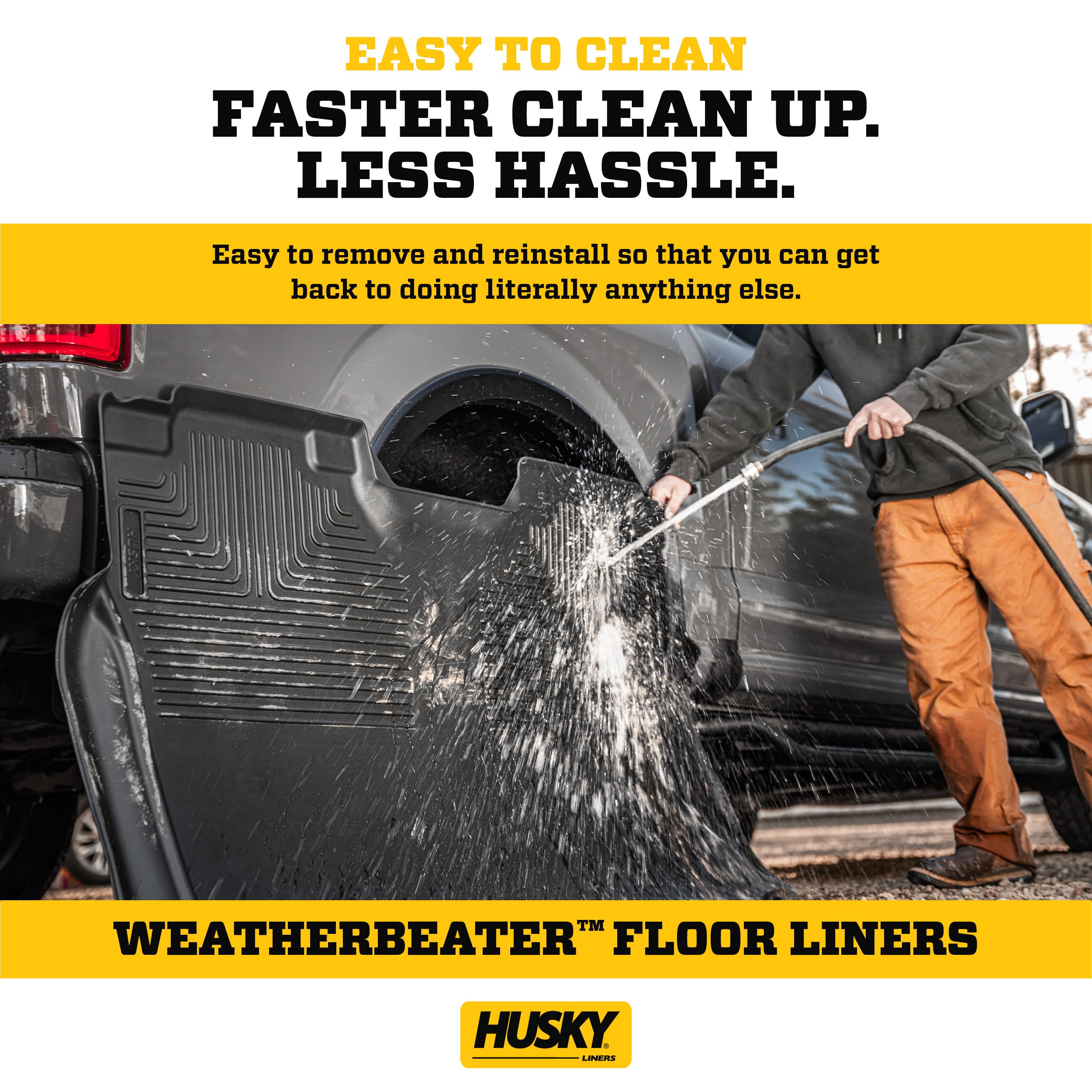 Husky Liners Weatherbeater Floor Mats | Fits 2009-2013 Toyota Corolla/Matrix, 2009-2010 Pontiac Vibe | Front & 2nd Row, 3-pc Black - 98531