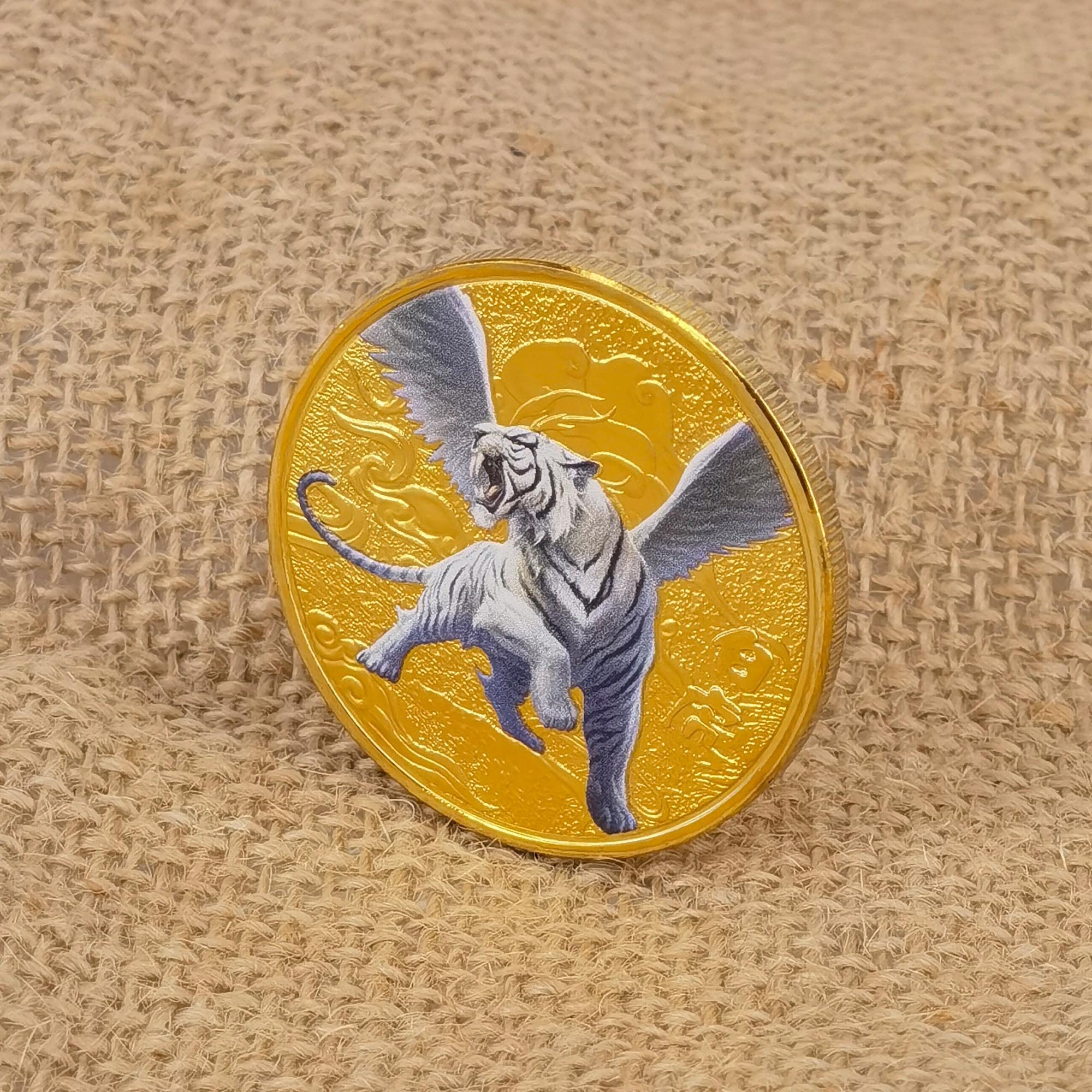 Chinese Ancient Mythical Creatures Lucky Coin White Tiger Lottery Ticket Scratcher Tool Lucky Charms Challenge Coin