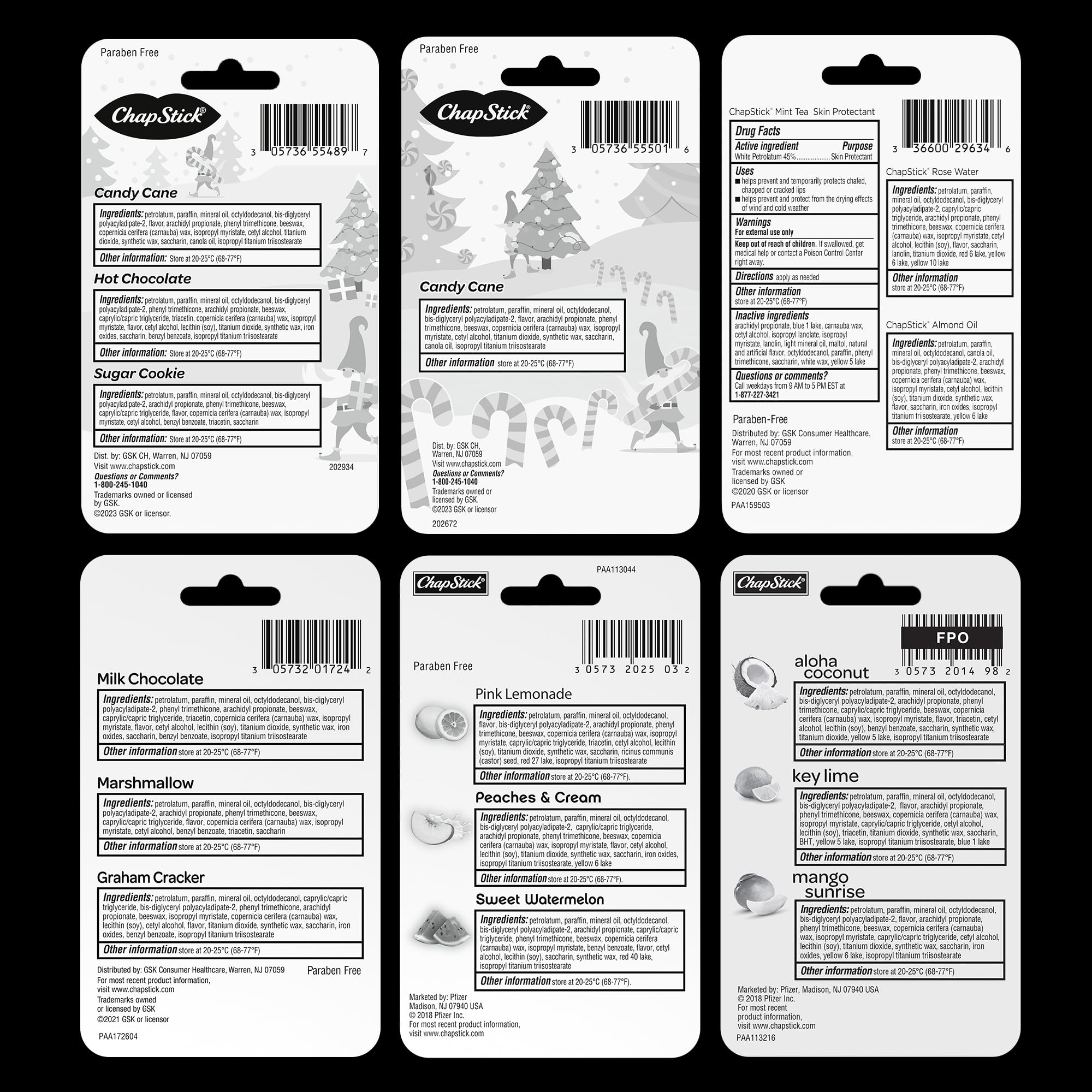 ChapStick Fan Favorites Multi-Pack Flavored Lip Balm Tubes Fan Favs - 0.15 Oz (Box of 6 Packs of 3)