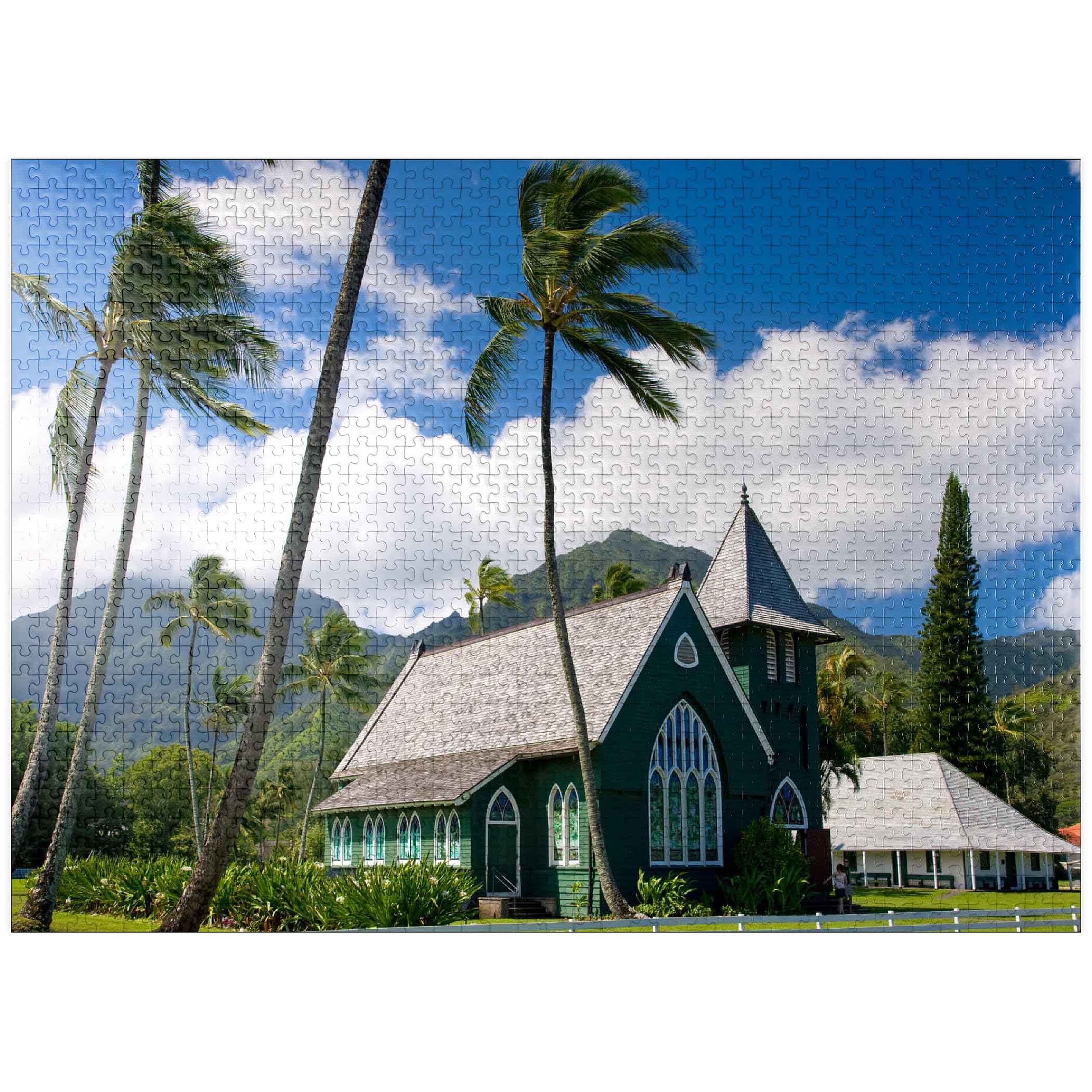 MyPuzzle Waioli Huiia Church, Hanalei, Kauai Island, Hawaii, USA - Premium 1000 Piece Jigsaw Puzzle for Adults