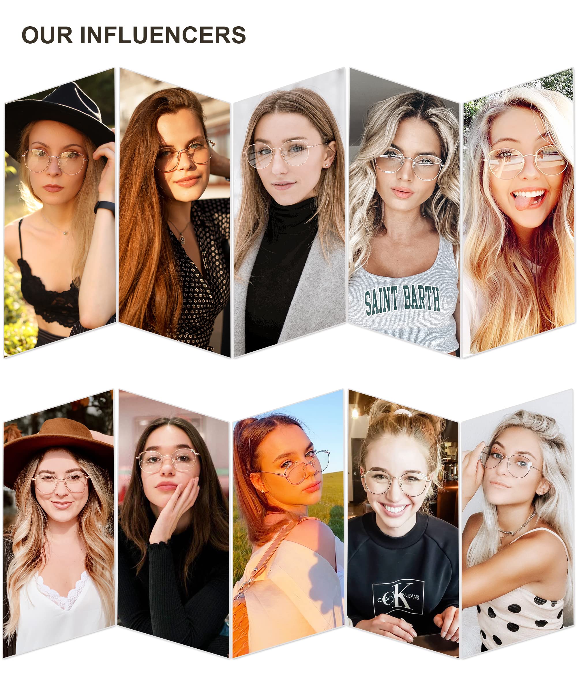 SOJOS Cat Eye Blue Light Blocking Glasses for Woman Hipster Metal Frame Womens Eyeglasses She Young SJ5027, Rose Gold Frame/Anti-Blue Light Lens