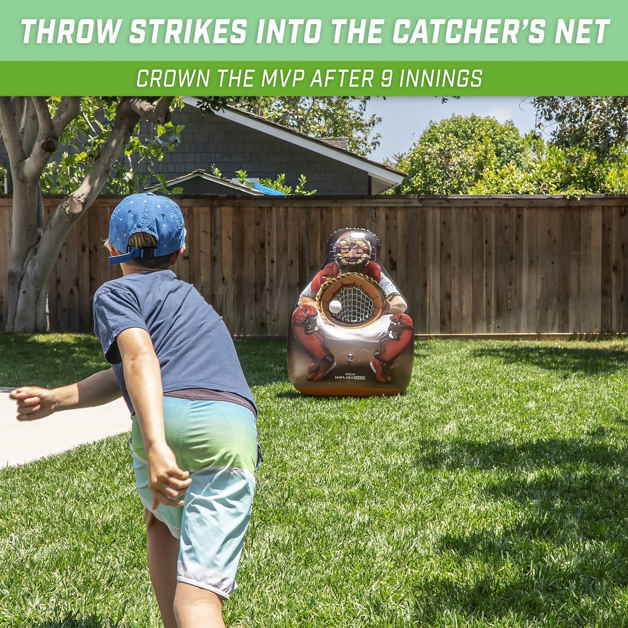 GoSports Inflataman Baseball Toss Challenge - Inflatable Catcher Strike Zone Pitching Game