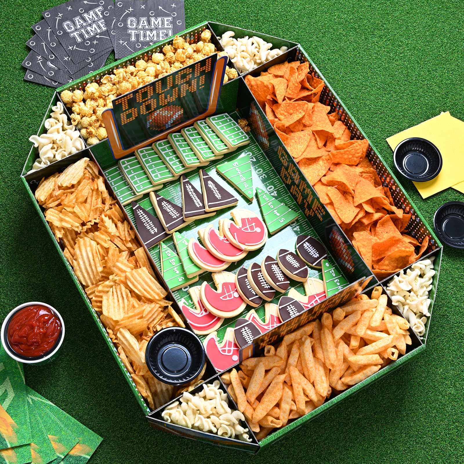 Gatherfun Football Party Supplies Kit - Complete Tailgate, Birthday & Celebration Snack Stadium Set | Essential Football Party Decorations & Favors