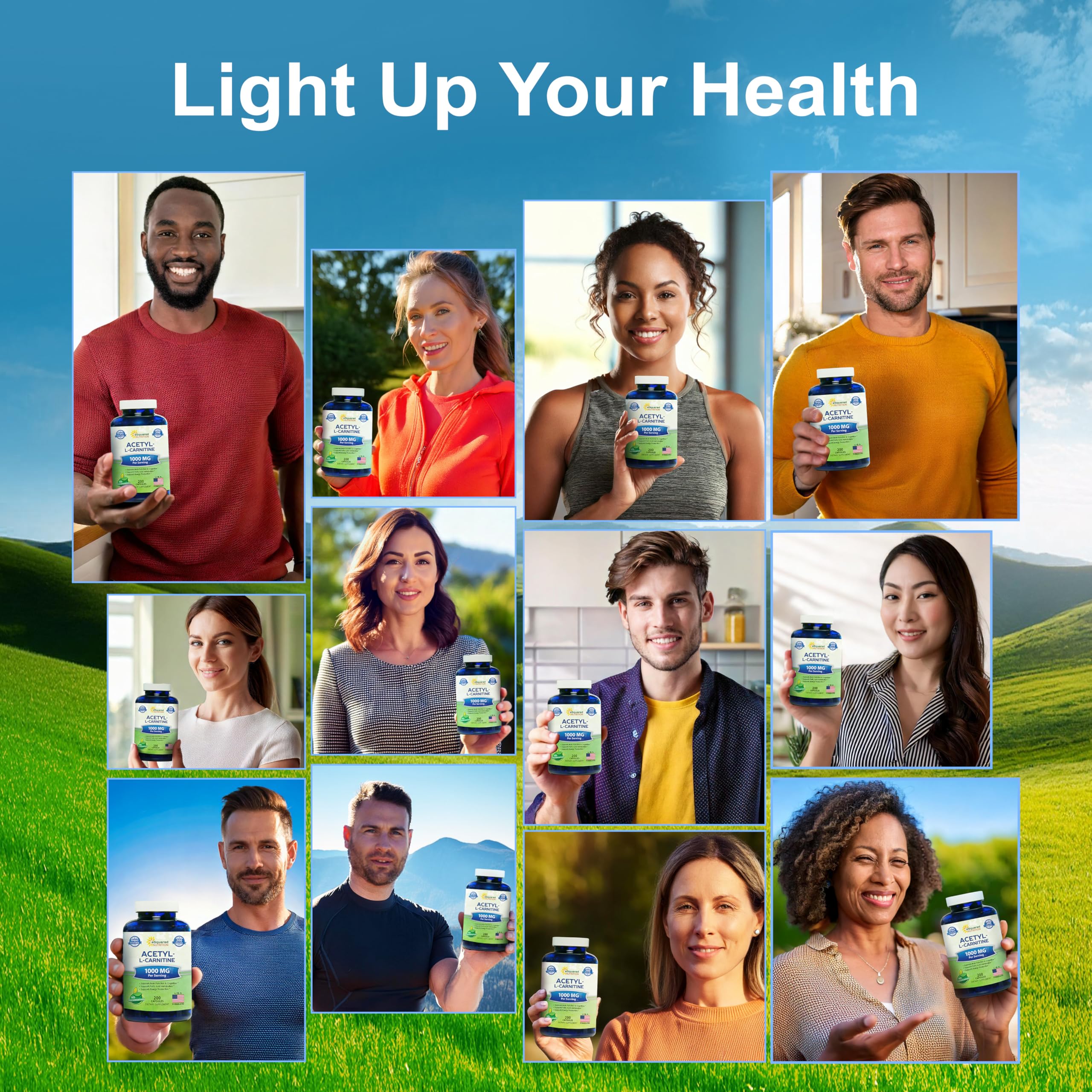 aSquared Nutrition Acetyl L-Carnitine 1000mg Max Strength - 200 Veggie Capsules - High Dosage Acetyl L Carnitine HCL (ALCAR) Supplement Pills to Support Pure Energy, Brain Function & Fatty Acid