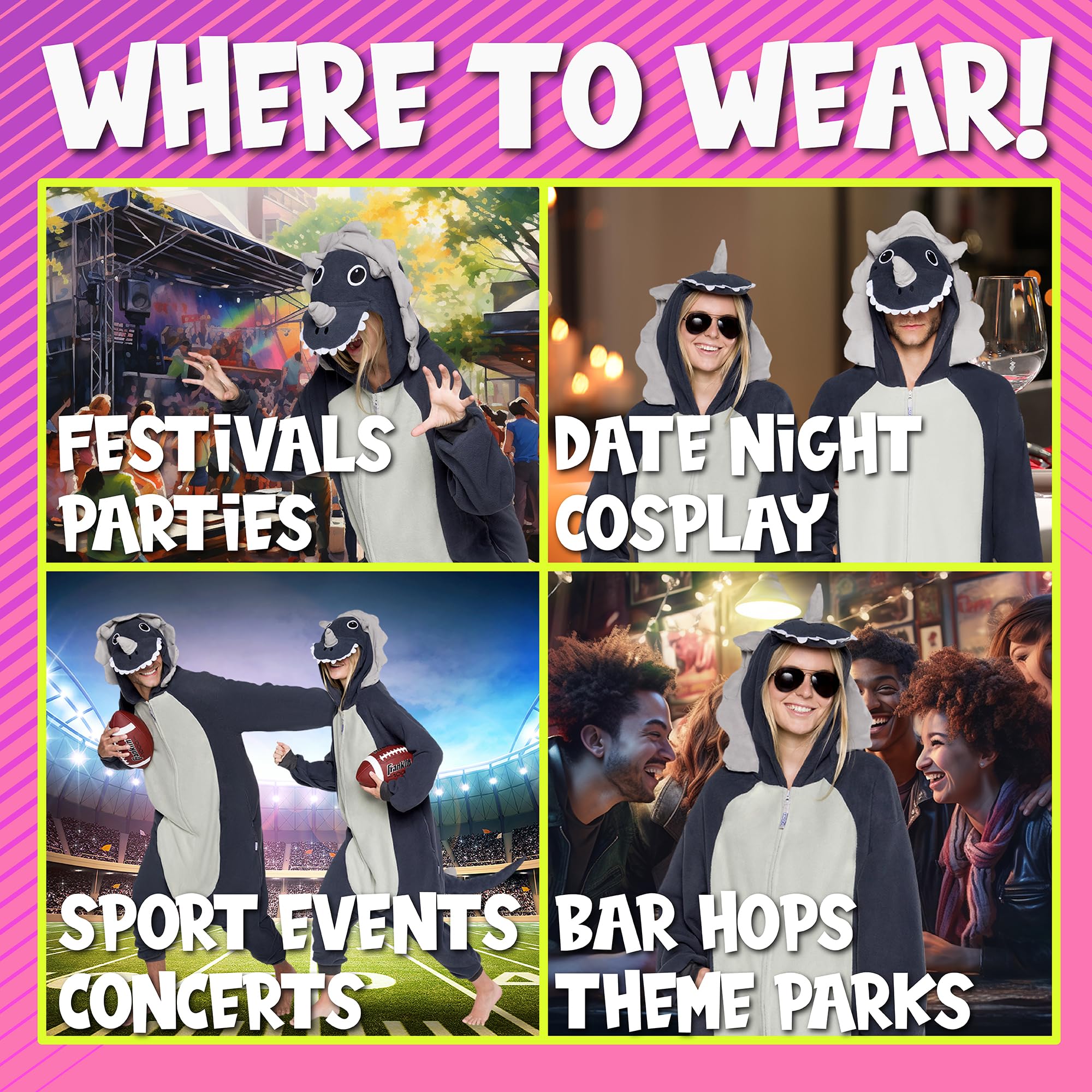 Funziez! Adult Onesie Halloween Costume - Animal and Sea Creature - Plush One Piece Cosplay Suit for Adults, Men and Women