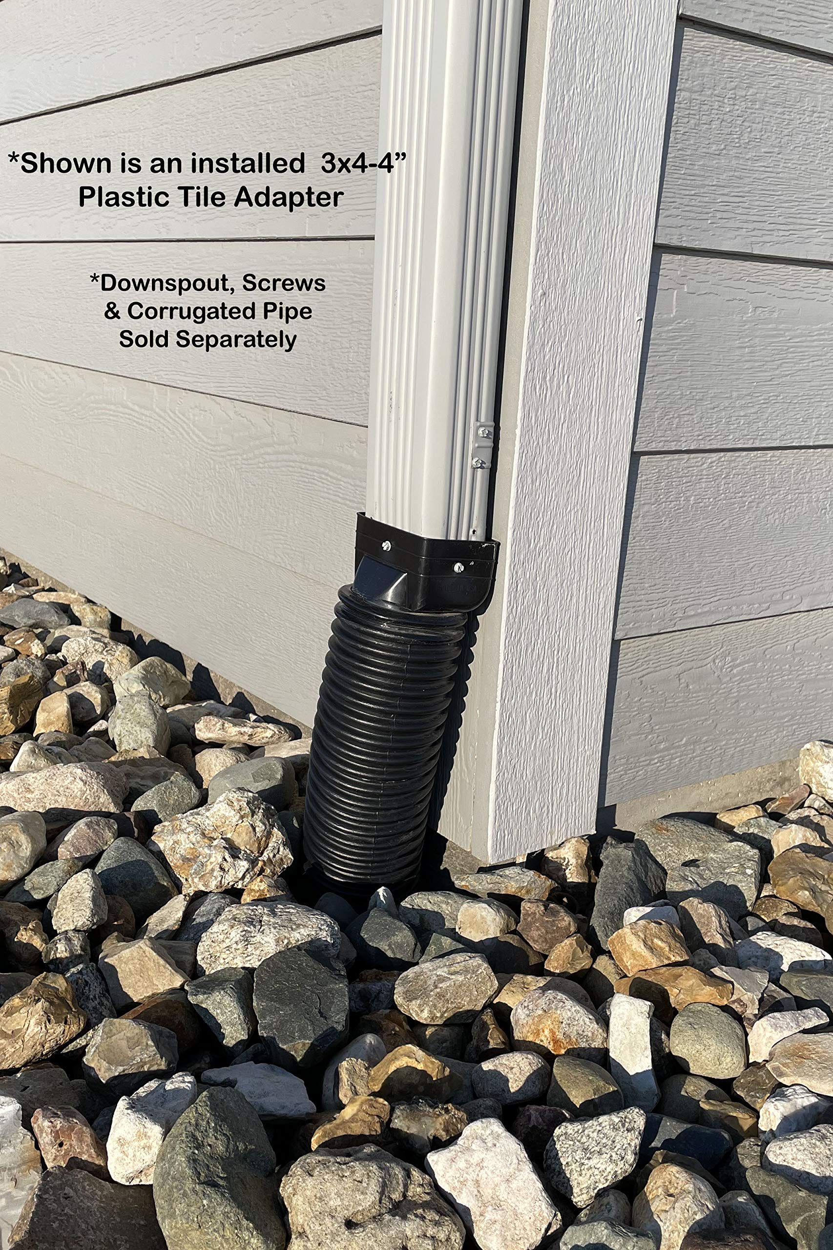 Plastic Universal Downspout to Drain Tile Adapter (4X6X4, BLACK)