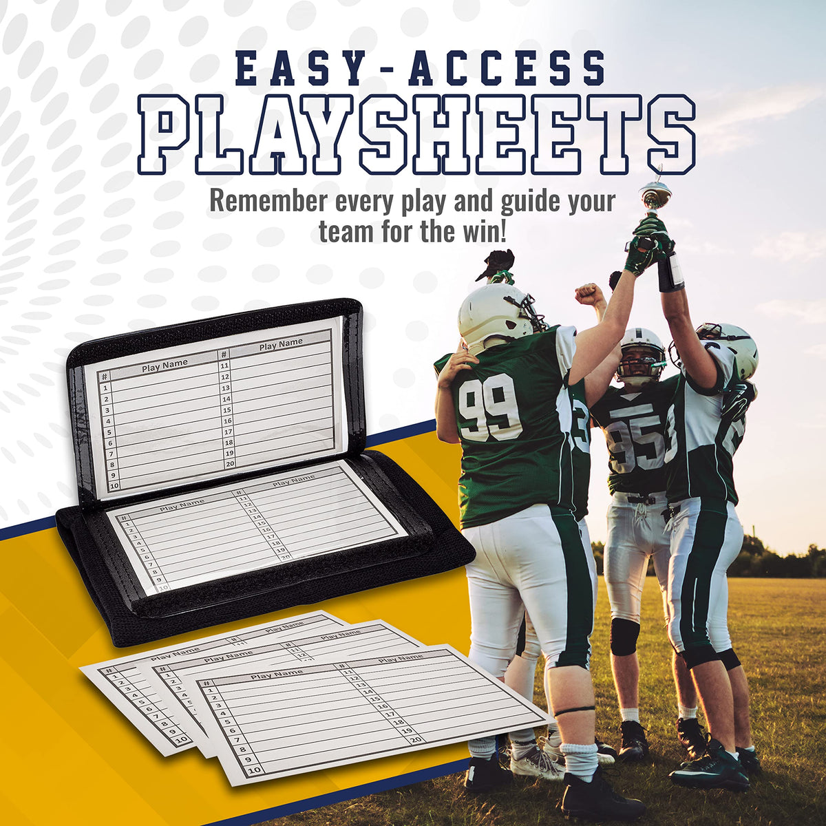 GSM Brands Quarterback (QB) Play Wristband - Adult Size - Pro Football Armband Playbook - 10 Pack (Black)