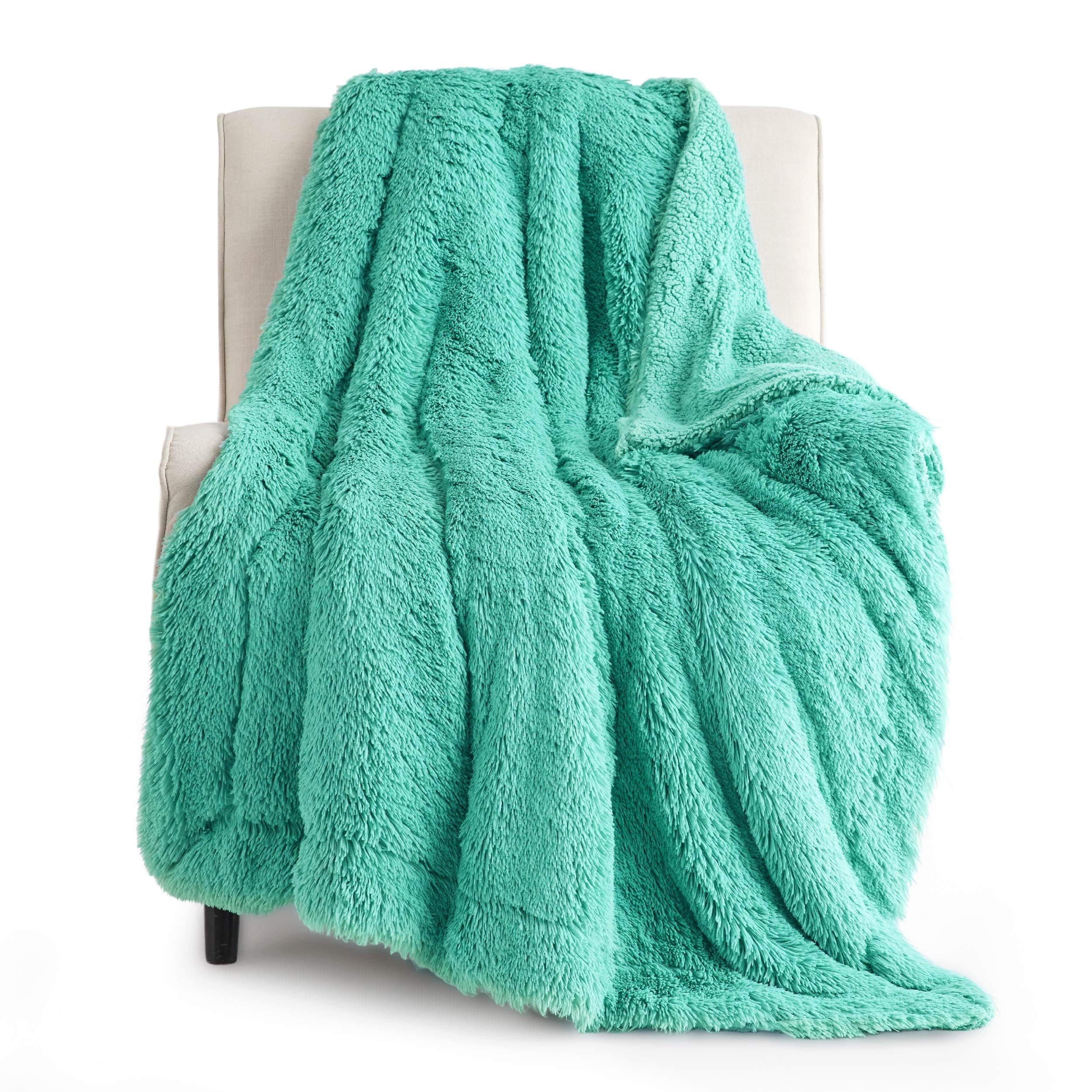 Bedsure Soft Aruba Blue Throw Blanket for Couch, Fluffy Fuzzy Blankets & Throws for Bed, Sofa, Cozy Plush Sherpa Fleece Faux Fur Blanket, Thick Warm Christmas Blanket Gifts for Women, Men, 50x60