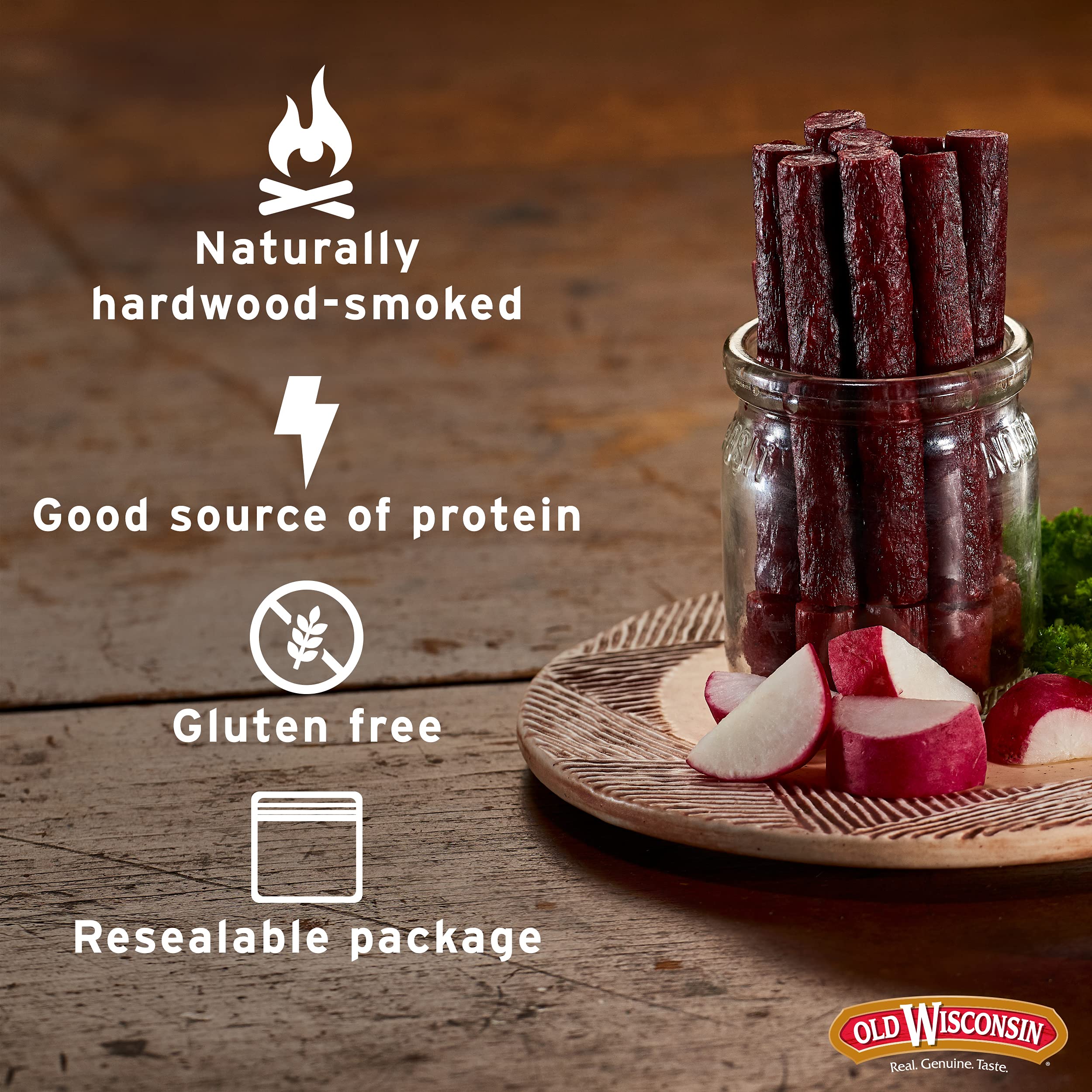 Old Wisconsin Honey Turkey Sausage Snack Sticks, Naturally Smoked, Ready to Eat, High Protein, Low Carb, Keto, Gluten Free, Counter Box, Pack of 42 Individually Wrapped Sticks