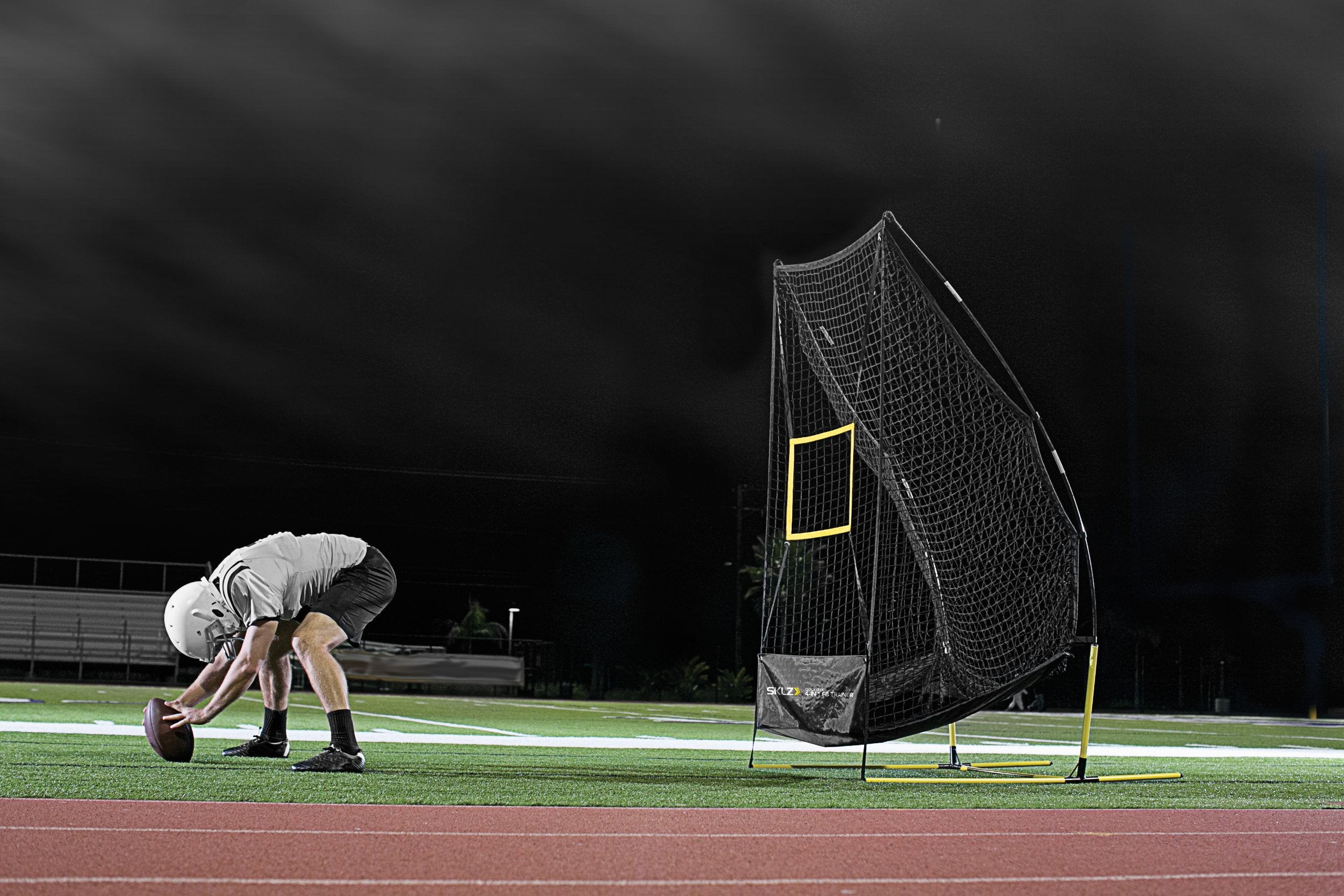 SKLZ Quickster 4-in-1 Multi-Skill Football Net for Pass, Punt, Kick and Snap Training,Black/yellow