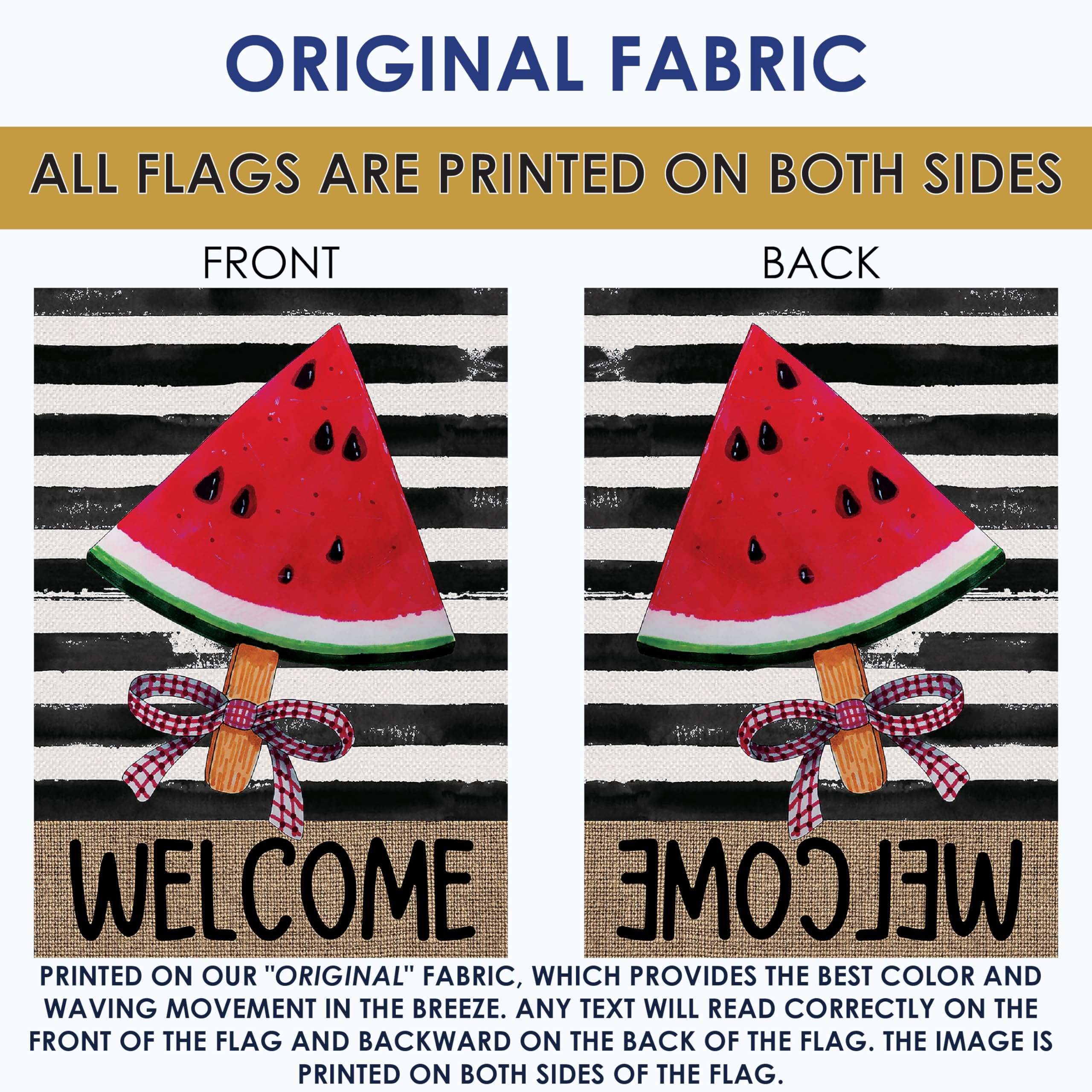 Toland Home Garden 1012697 Welcome Wedge Summer Flag, Double Sided for Outdoor Watermelon House Yard Decoration