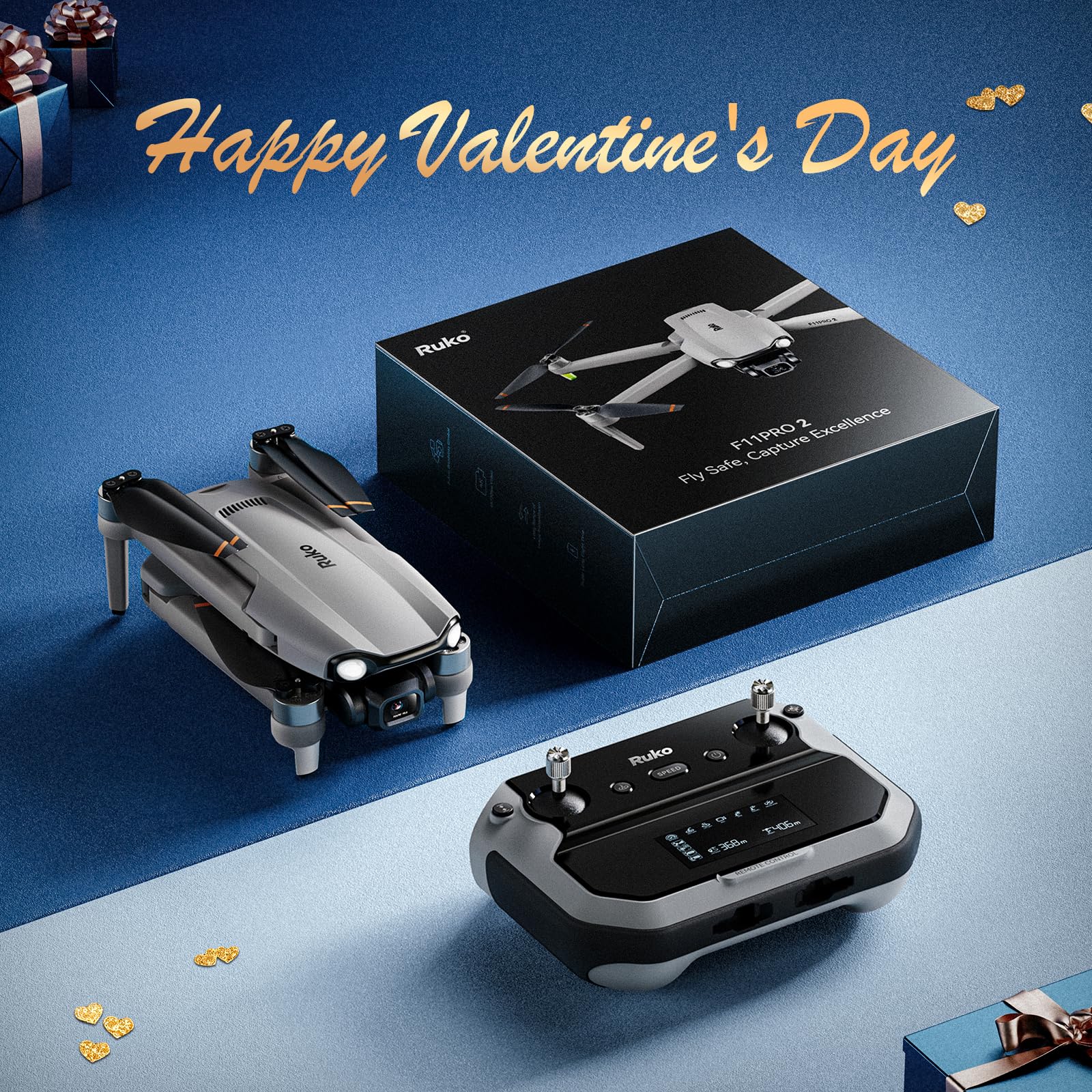 Ruko F11PRO 2 Drone with 6K Camera for Adults, 3-Axis Gimbal, 4K/30fps Video, 70-Min Flight Time with 2 Batteries, 10000ft FPV Transmission Professional Drone, Auto Return, Beginner Mode