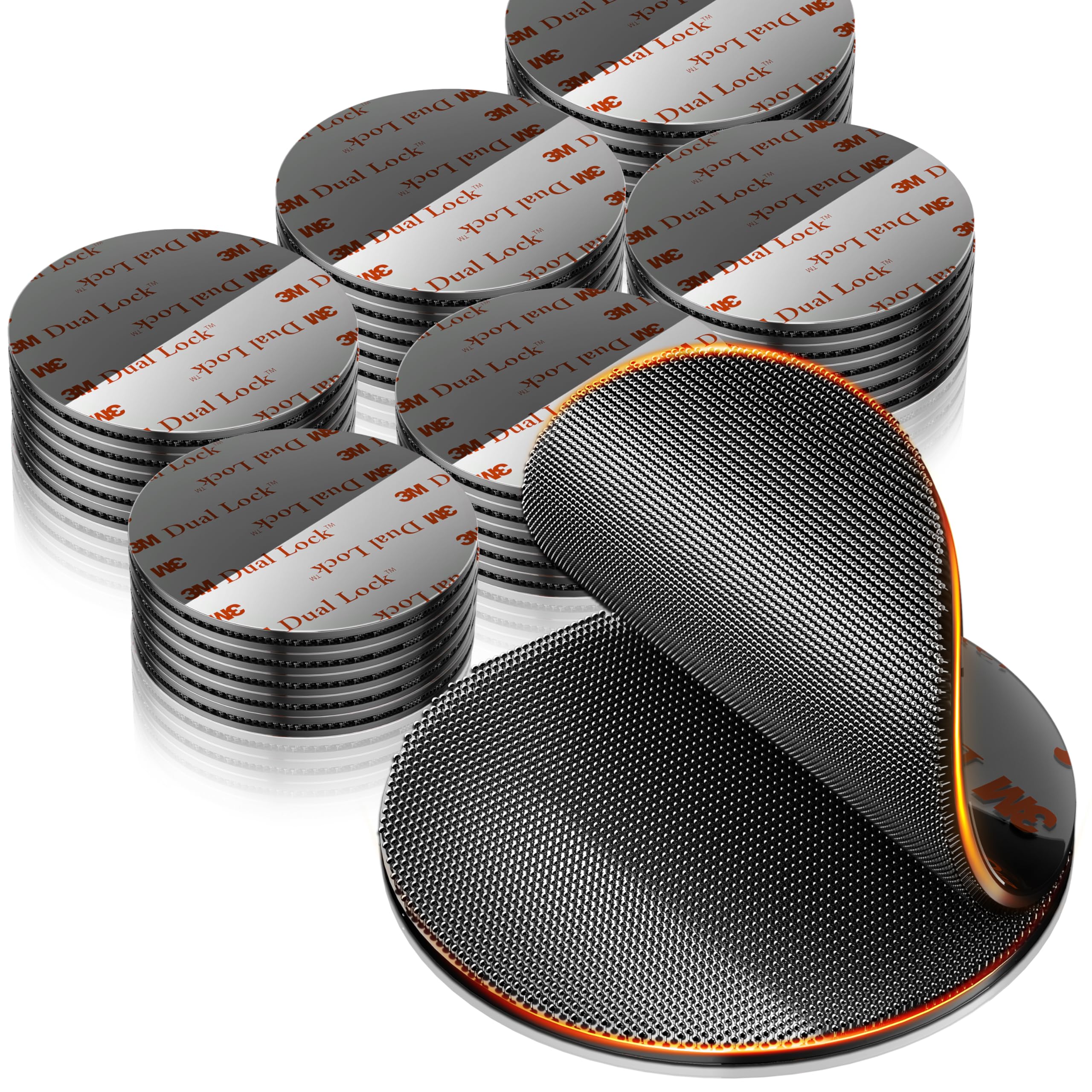 PHIXBEAR 30 PCS Dual Lock Fastener Made of 3M SJ3551CF, 1in Reclosable Interlocking Tape Heavy Duty, EZ Pass Holder Adhesive Hook Lock Sticky Back Mushroom Mounting Tape for Indoor & Outdoor