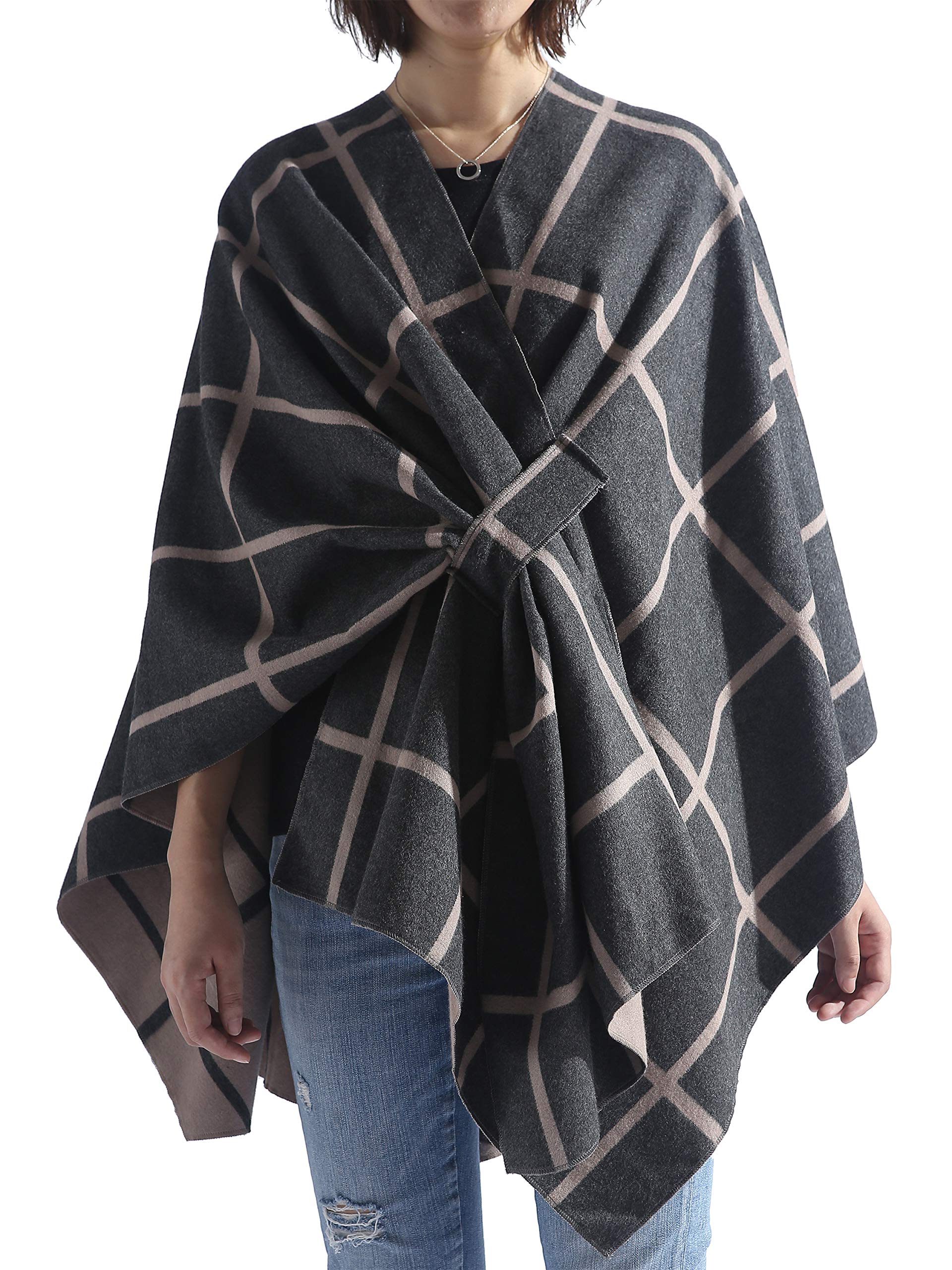 Women Poncho Shawl Cardigan Open Front Elegant Cape