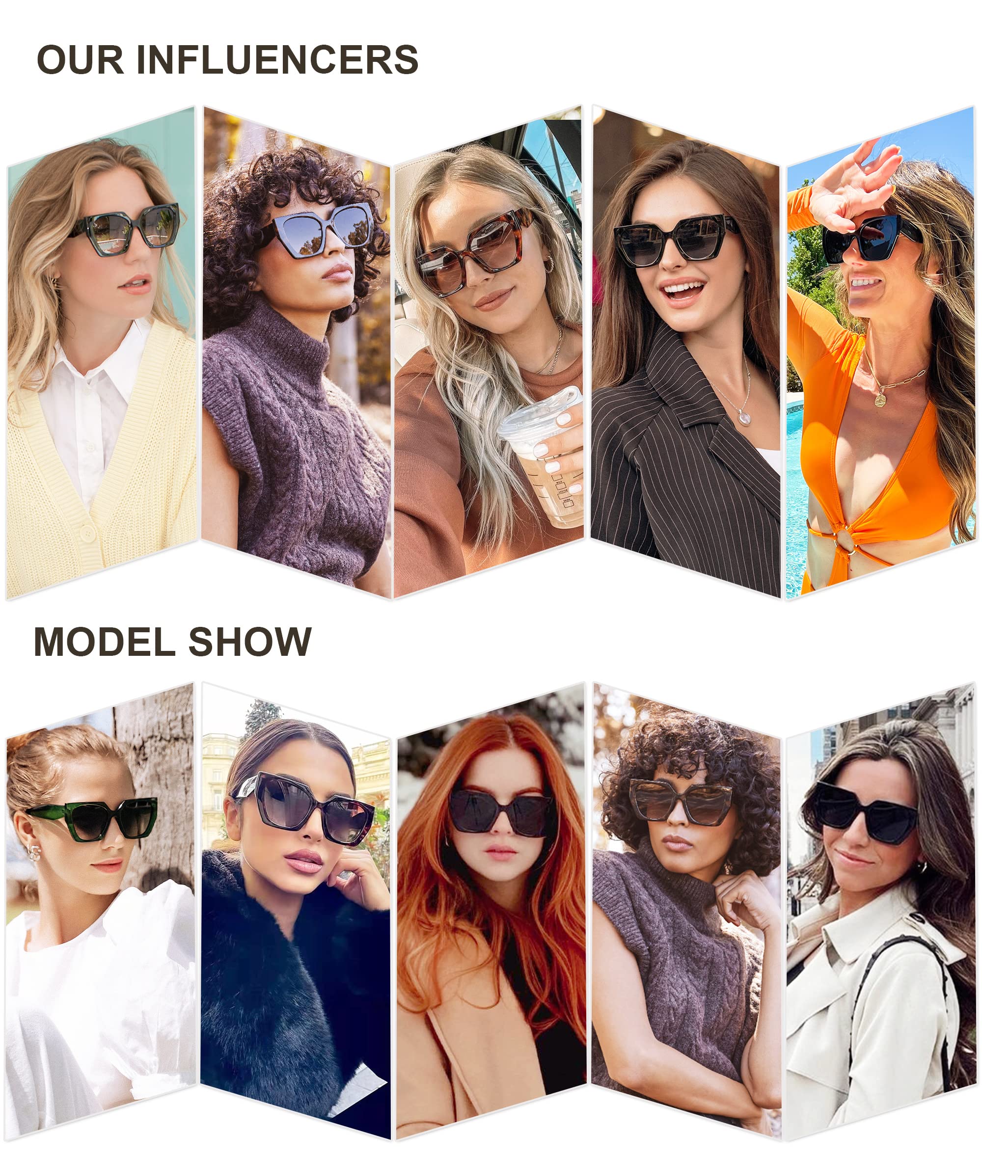 SOJOS Large Oversized Polarized Sunglasses for Women, Big Designer Womens Trendy Square Shades SJ2205, Dark Tortoise/Brown