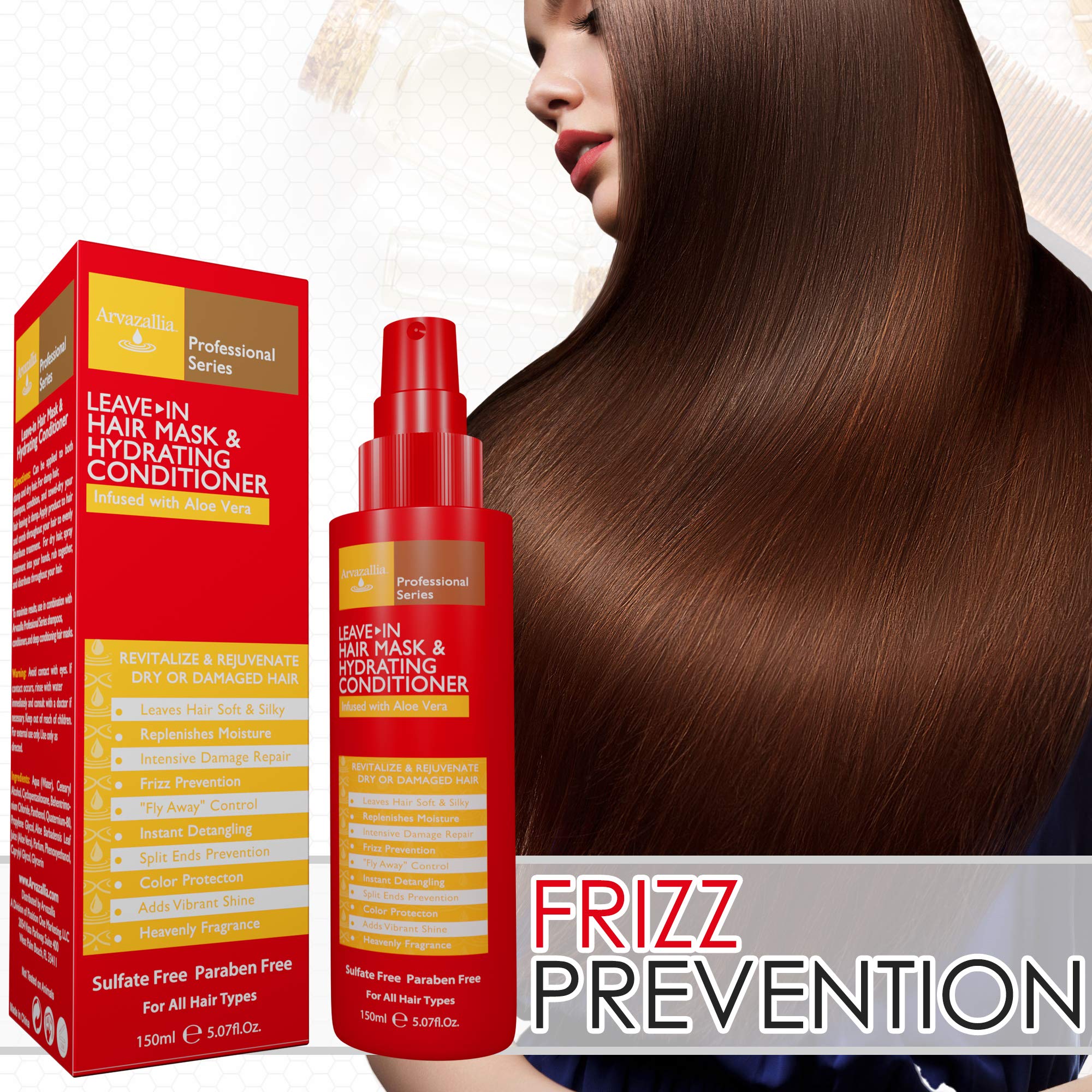 Arvazallia Leave-in Hair Mask and Hydrating Conditioner Spray for Dry or Damaged Hair - Professional Grade Leave-in Conditioner and Moisturizer