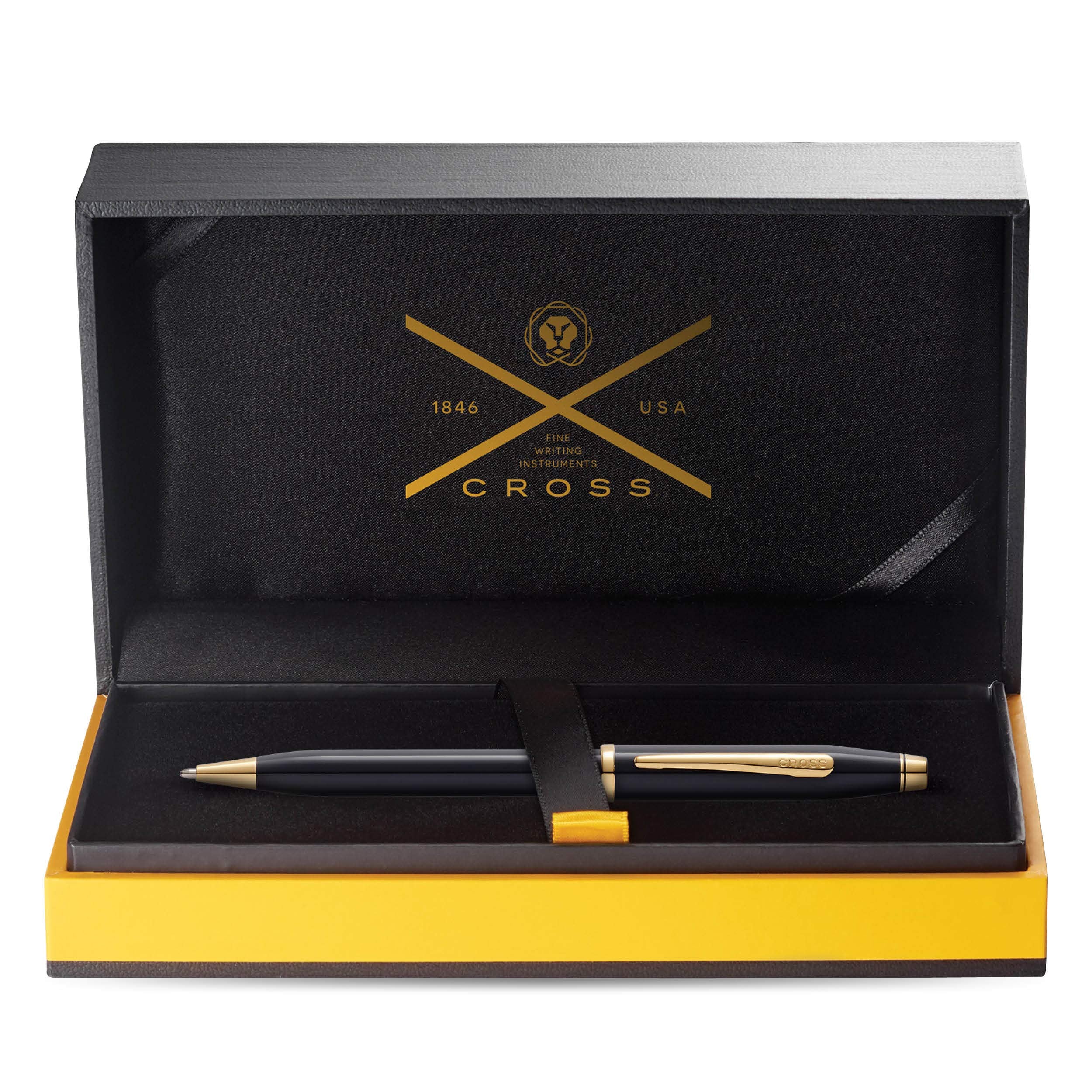 Cross Century II Ballpoint Pen, Black Lacquer with 23KT Gold-Plated Appointments