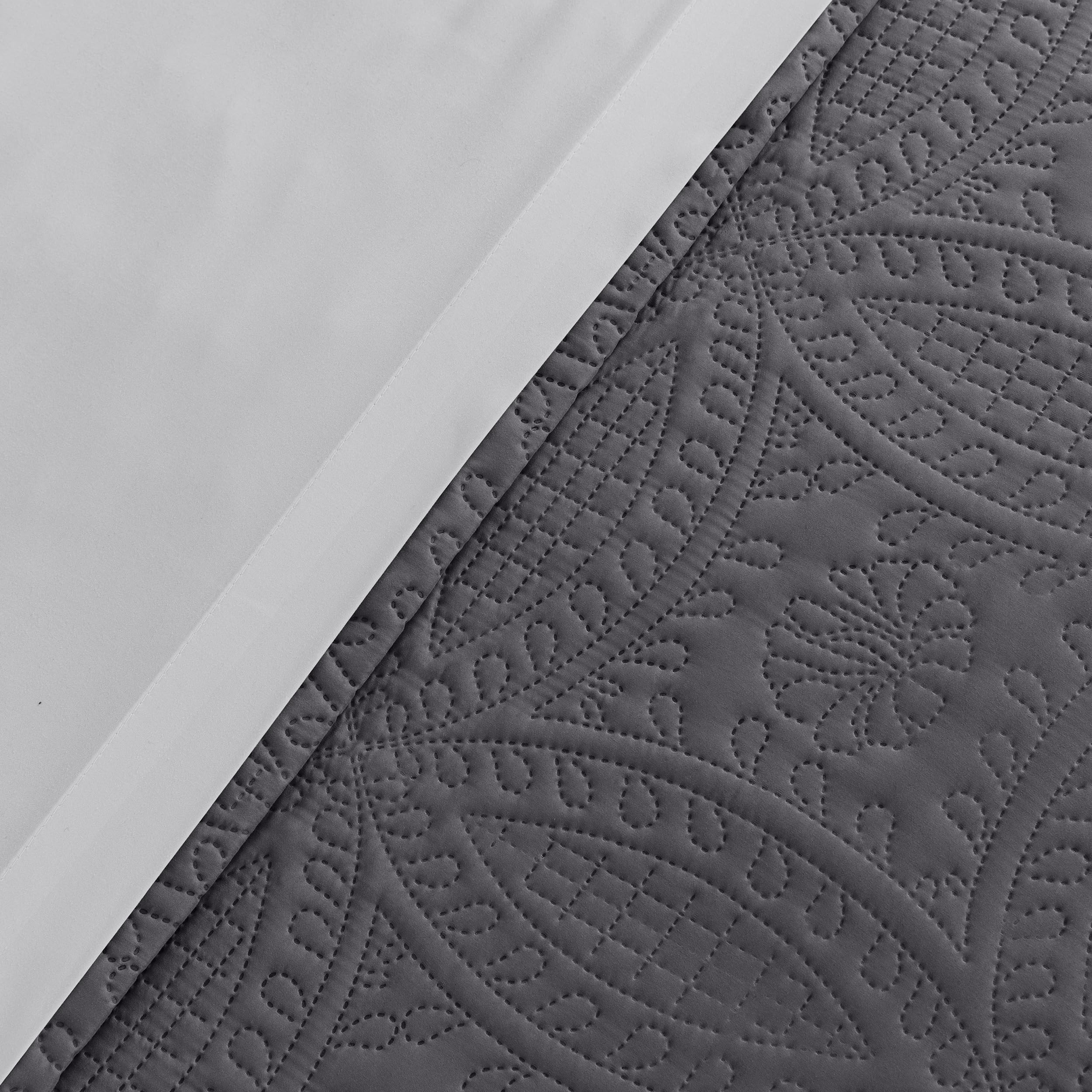 Mellanni Bedspread Coverlet Set + 6PC Sheets Set Bundle&Save - Iconic Collection Bedding - Bundle Includes: 3 Piece Oversized Quilt Set and 6 Piece Bed Sheet Set (King, Gray/Light Gray)