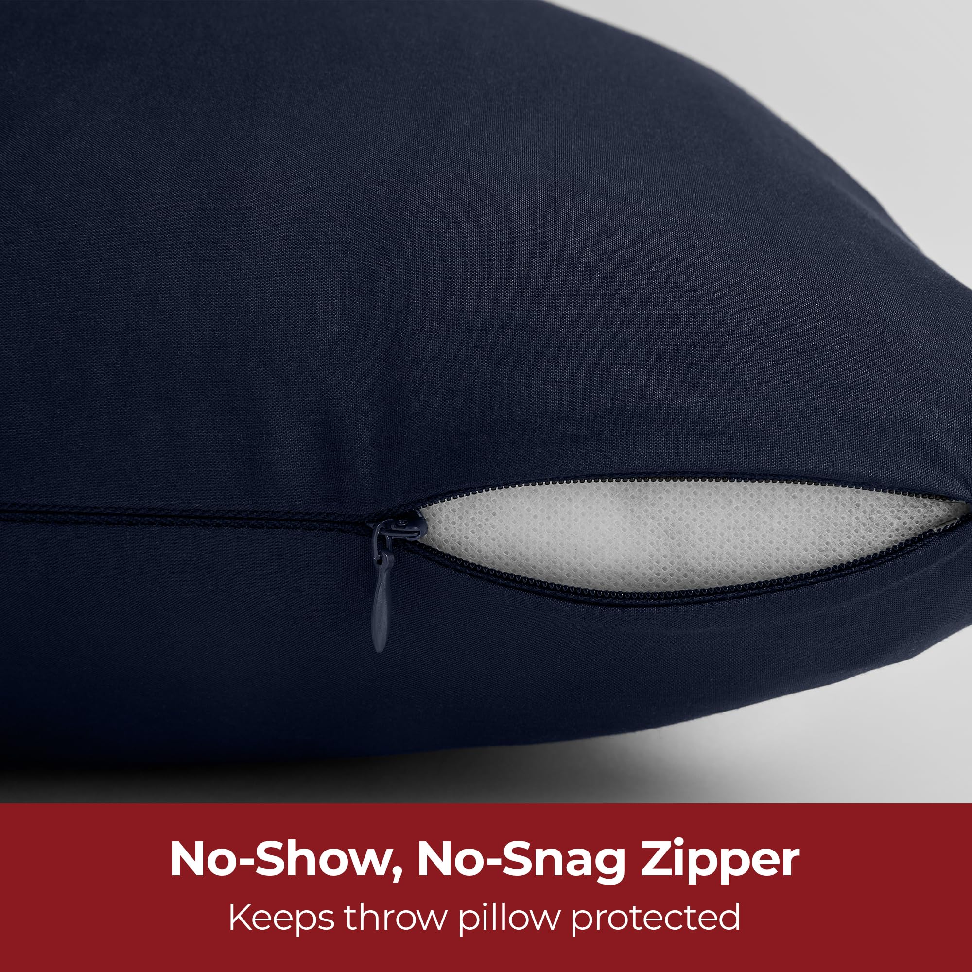 Mellanni Throw Pillow Covers - Pack of 2 Decorative Cover with Hidden Zipper - for Home Decor and Living Room Pillows - Double Brushed Microfiber - Easy Care and Quick Drying (18x18, Navy Blue)